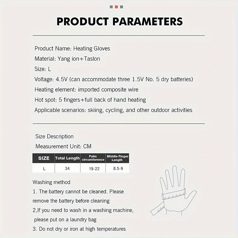 Smart Touch Screen Winter Gloves with 3 Heat Levels, Touch Control Heating, Woven Polyester, Pull-on Closure, Hand Washable, for Outdoor Sports, Skiing, Motorcycle Riding, Running, Hiking, Hunting, Fishing - Christmas, Halloween, New Year, Valentine's Day