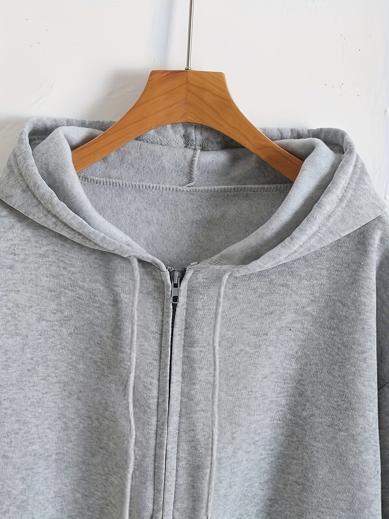 Sixsr Solid Drawstring Zipper Front Hoodie, Casual Long Sleeve Hoodie For Spring & Fall, Women's Clothing