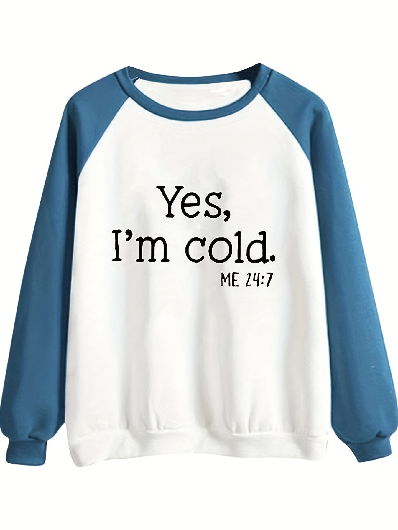 Sixsr Plus Size Casual Sweatshirt, Women's Plus Colorblock Slogan Print Long Sleeve Round Neck Sweatshirt