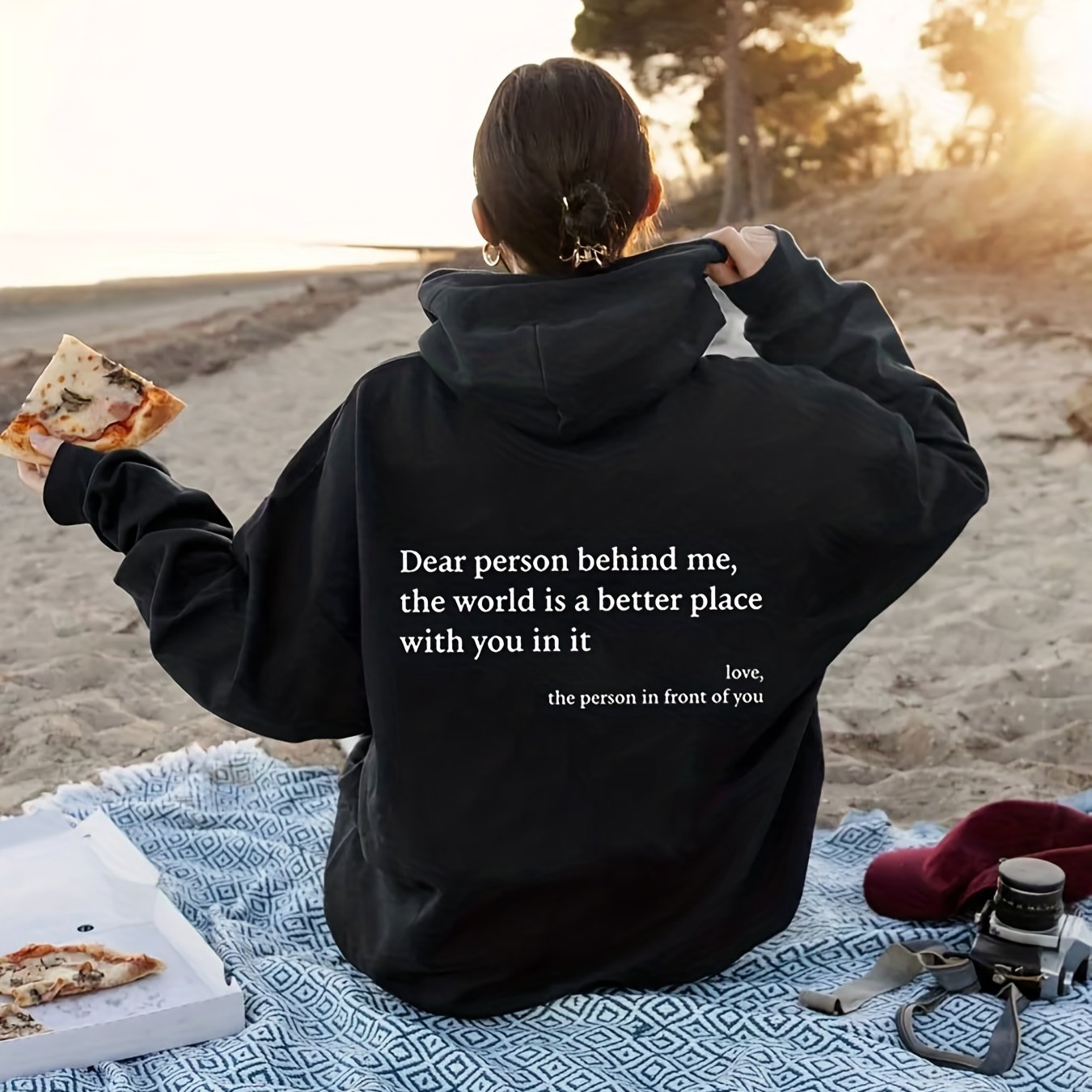 Sixsr Letter Print Hoodies, Long Sleeve Thermal Drawstring Casual Sweatshirt For Fall & Winter, Women's Clothing