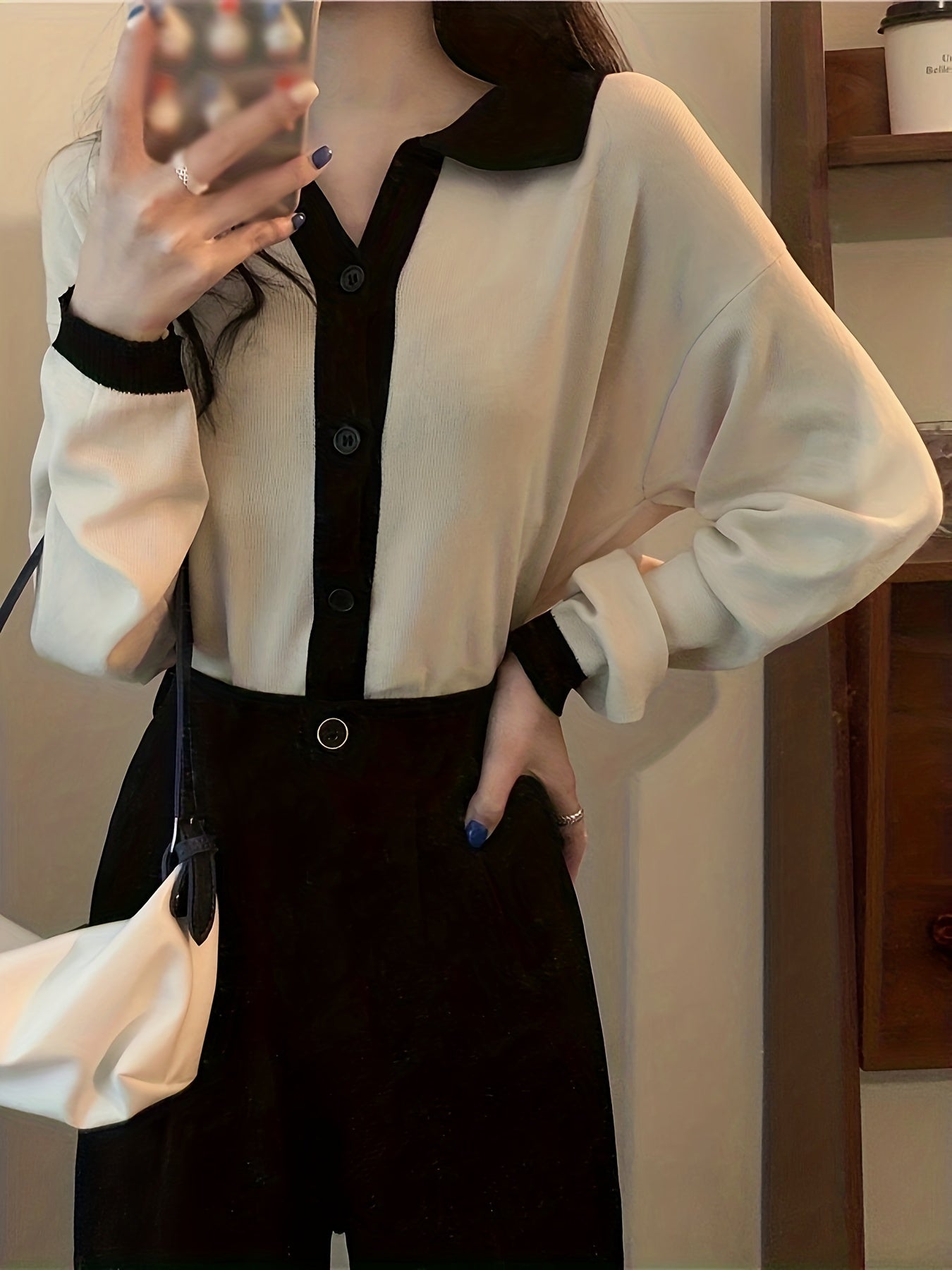Sixsr Color Block Button Front Cardigan, Casual Long Sleeve Outwear, Women's Clothing