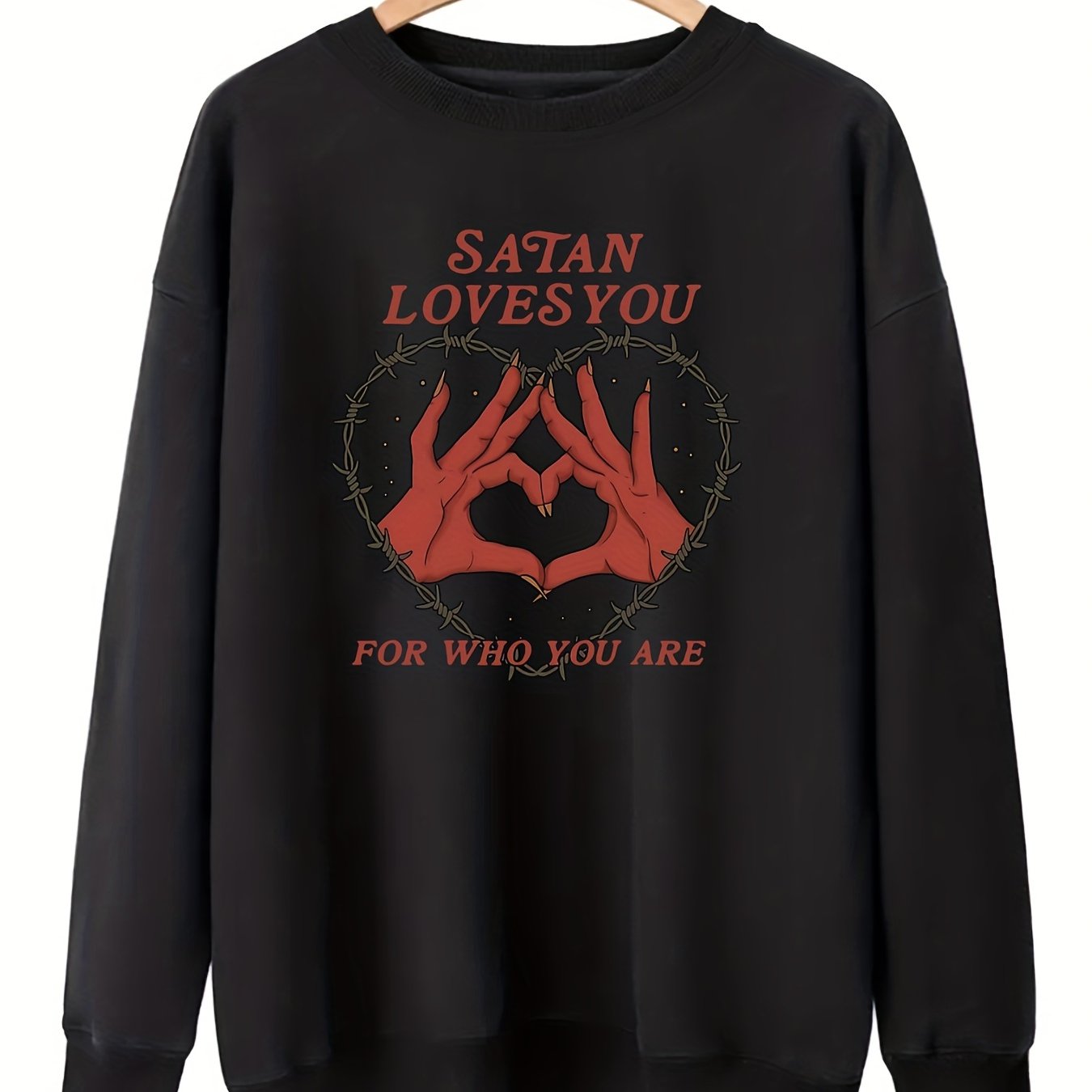 Sixsr Plus Size Casual Sweatshirt, Women's Plus Graphic & Slogan Print Long Sleeve Round Neck Sweatshirt