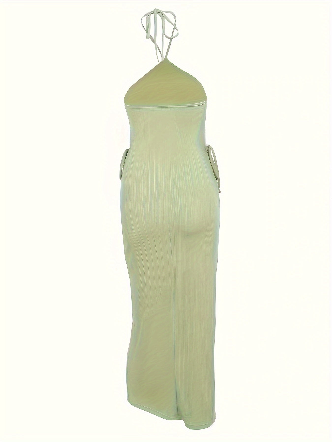 Sixsr Halter Neck Hollow Solid Dress, Elegant Sleeveless Bodycon Party Dress, Women's Clothing