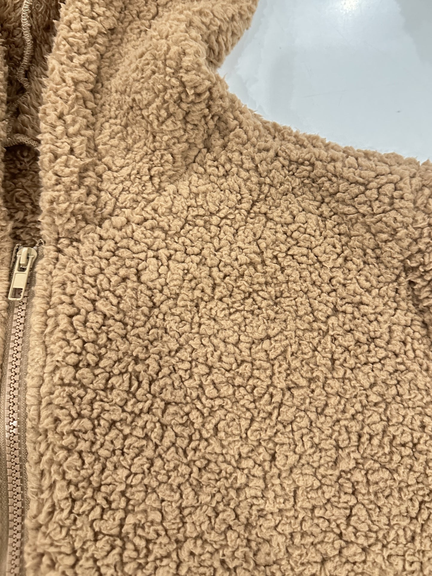 Sixsr Plus Size Casual Coat, Women's Plus Solid Fluffy Long Sleeve Zip Up Hooded Teddy Coat