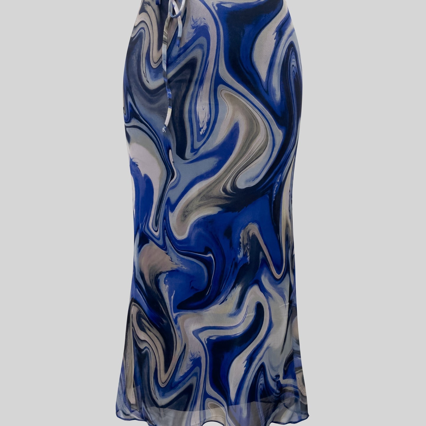 Sixsr All Over Print Tie Waist Mesh Skirt, Casual Skirt For Spring & Summer, Women's Clothing