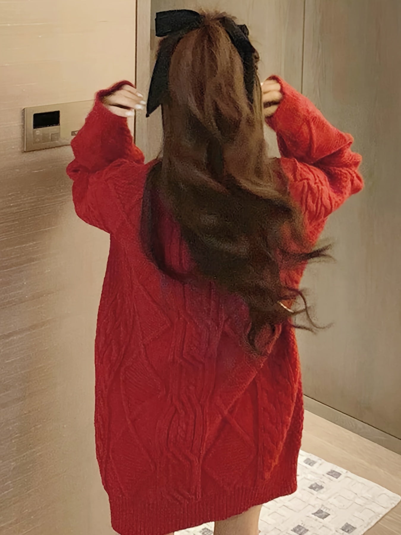 Sixsr Cable Twist Knit Sweater, Casual Long Sleeve Crew Neck Pullover Sweater For Fall & Winter, Women's Clothing