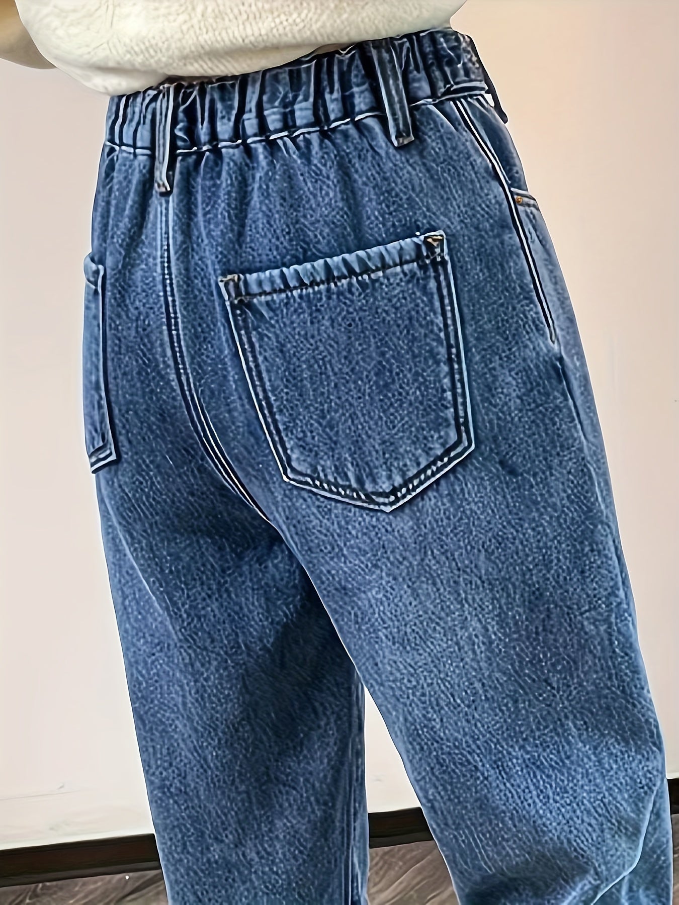 Sixsr High Waist Versatile Tapered Jeans, Fleece Liner Keep Warm Casual Mom Jeans, Women's Denim Jeans & Clothing