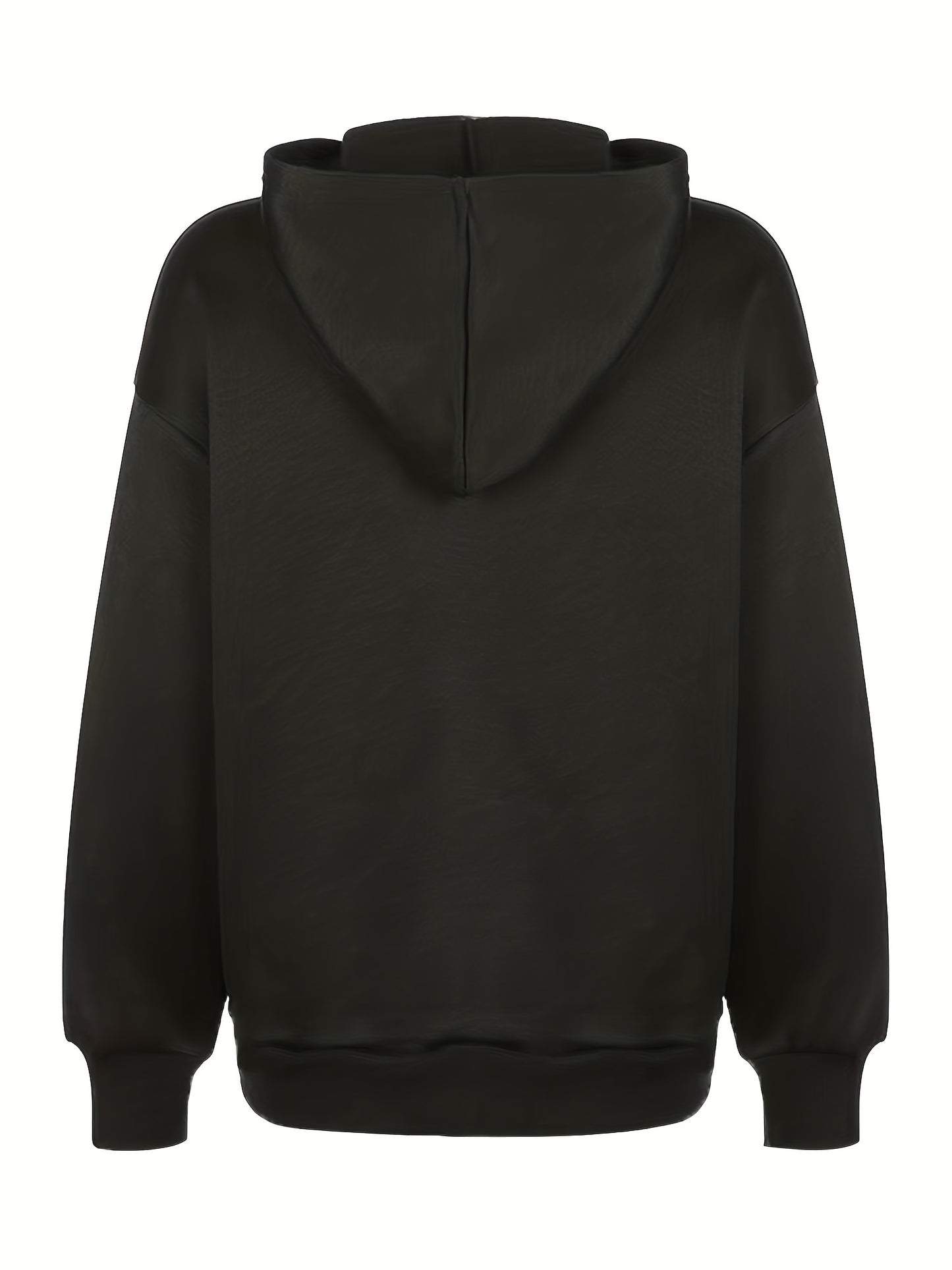 Sixsr Heart Print Zip Up Drawstring Hoodie, Y2K Long Sleeve Drop Shoulder Hoodie, Women's Clothing