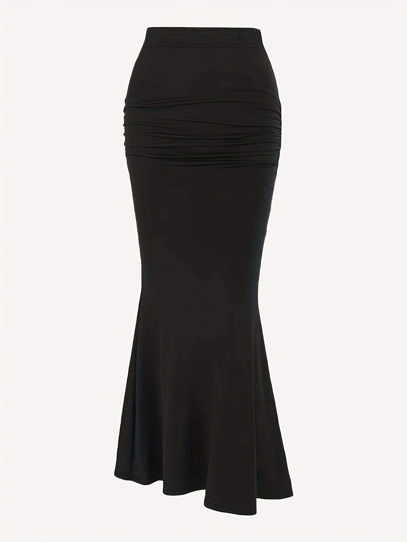Sixsr High Waist Mermaid Hem Skirts, Elegant Slim Ruched Maxi Skirts, Women's Clothing
