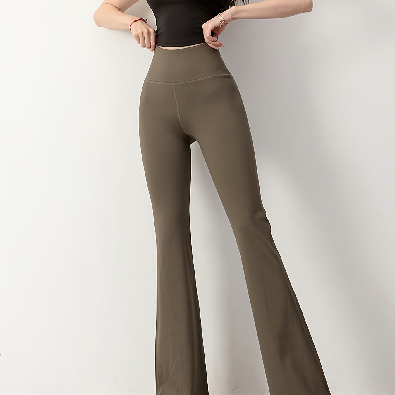 Sixsr  High Waist Bell Bottom Yoga Pants for Women - Slimming and Butt-Lifting Activewear for Fitness, Dance, and Workout - Stretchy and Comfortable Bootcut Pants