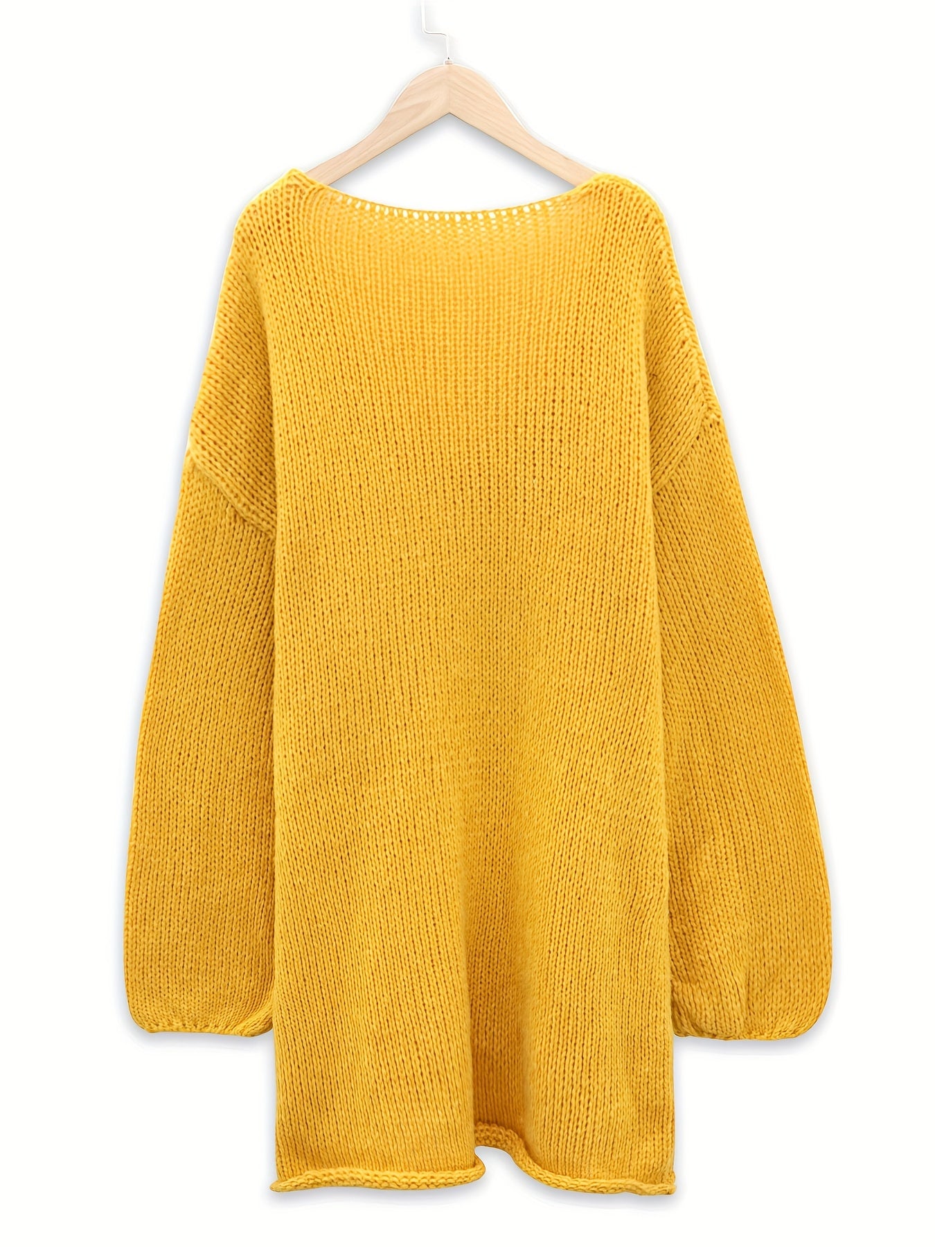 Sixsr Plus Size Casual Sweater, Women's Plus Solid Long Sleeve V Neck Oversized Jumper