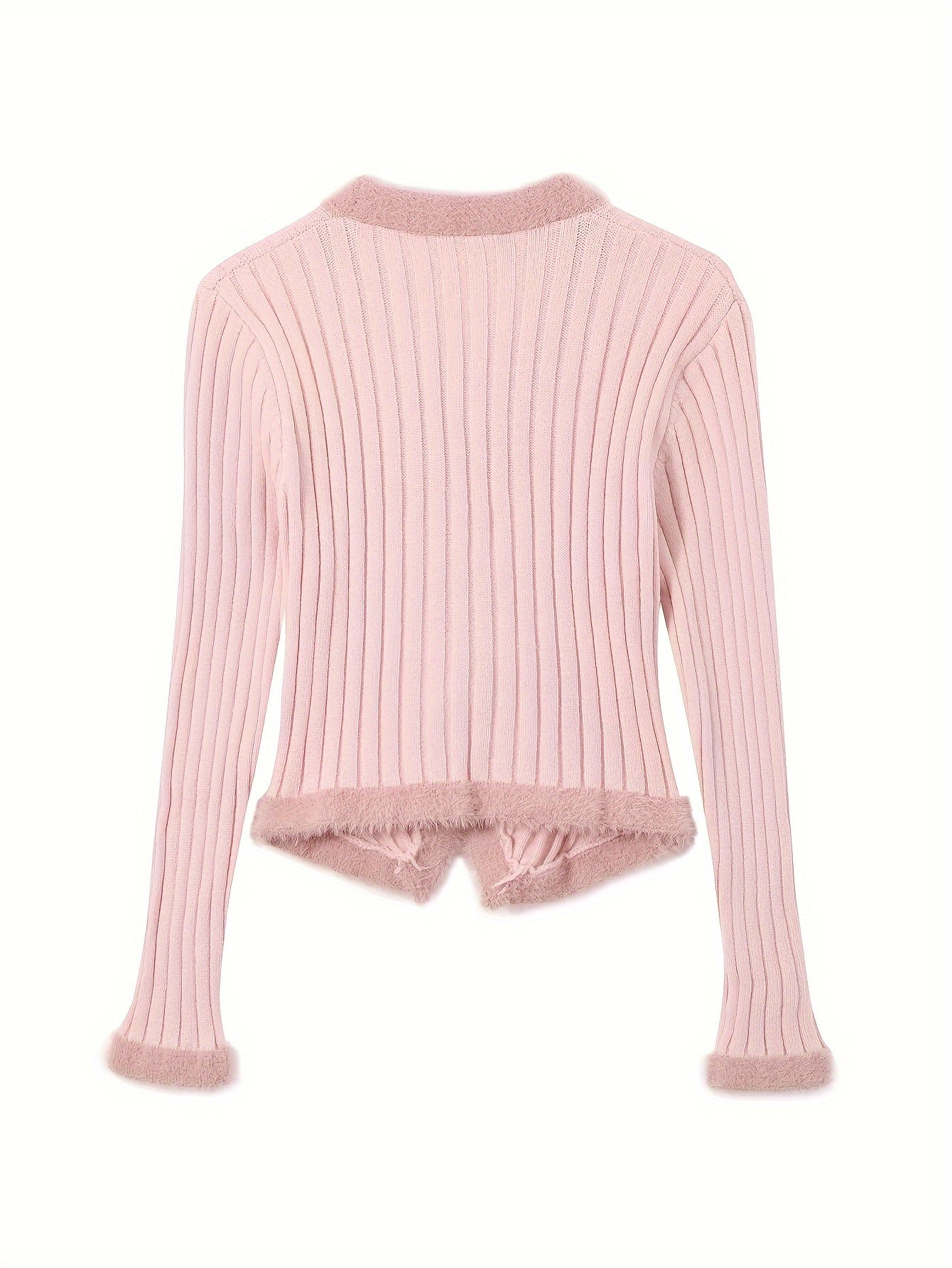 Sixsr Y2K Button Front Knit Cardigan, Elegant Long Sleeve Outwear For Spring & Fall, Women's Clothing