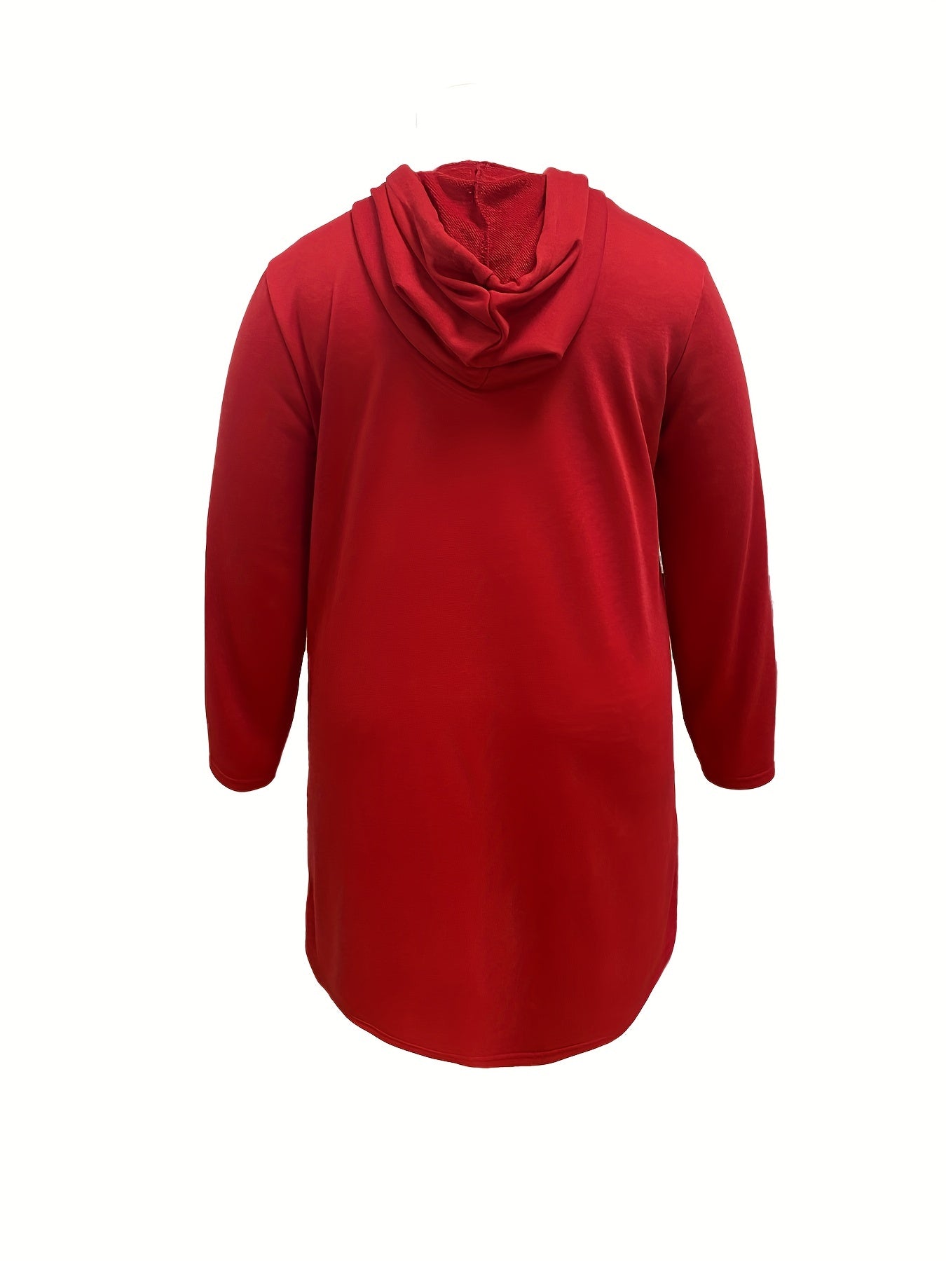 Sixsr Plus Size Casual Sweatshirt, Women's Plus Solid Long Sleeve Slight Stretch Drawstring Hoodie