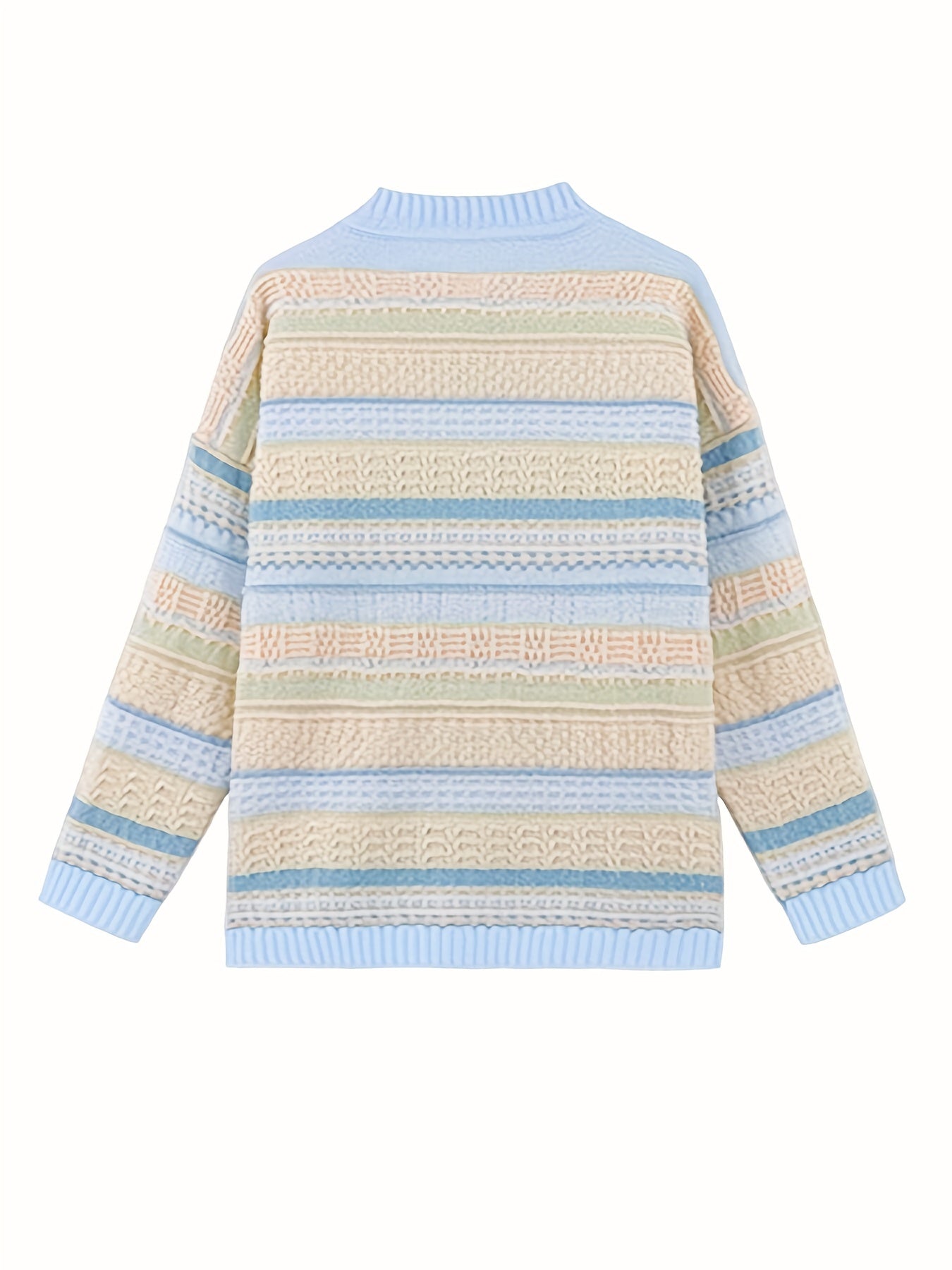 Sixsr Striped Button Up Knit Cardigan, Elegant Long Sleeve Sweater For Spring & Fall, Women's Clothing