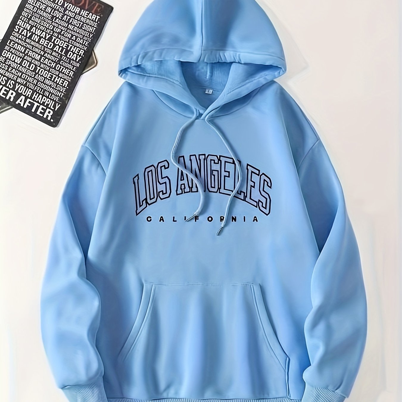 Sixsr Letter Print Kangaroo Pocket Preppy Hoodie, Casual Drawstring Long Sleeve Hoodies Sweatshirt, Women's Clothing