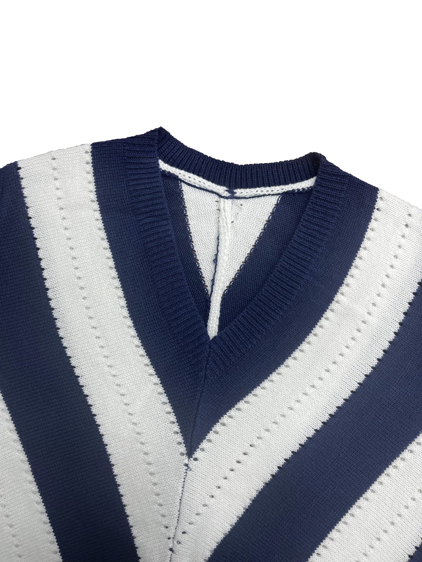 Sixsr Plus Size Casual Sweater, Women's Plus Colorblock Stripe Print V Neck Long Sleeve Jumper