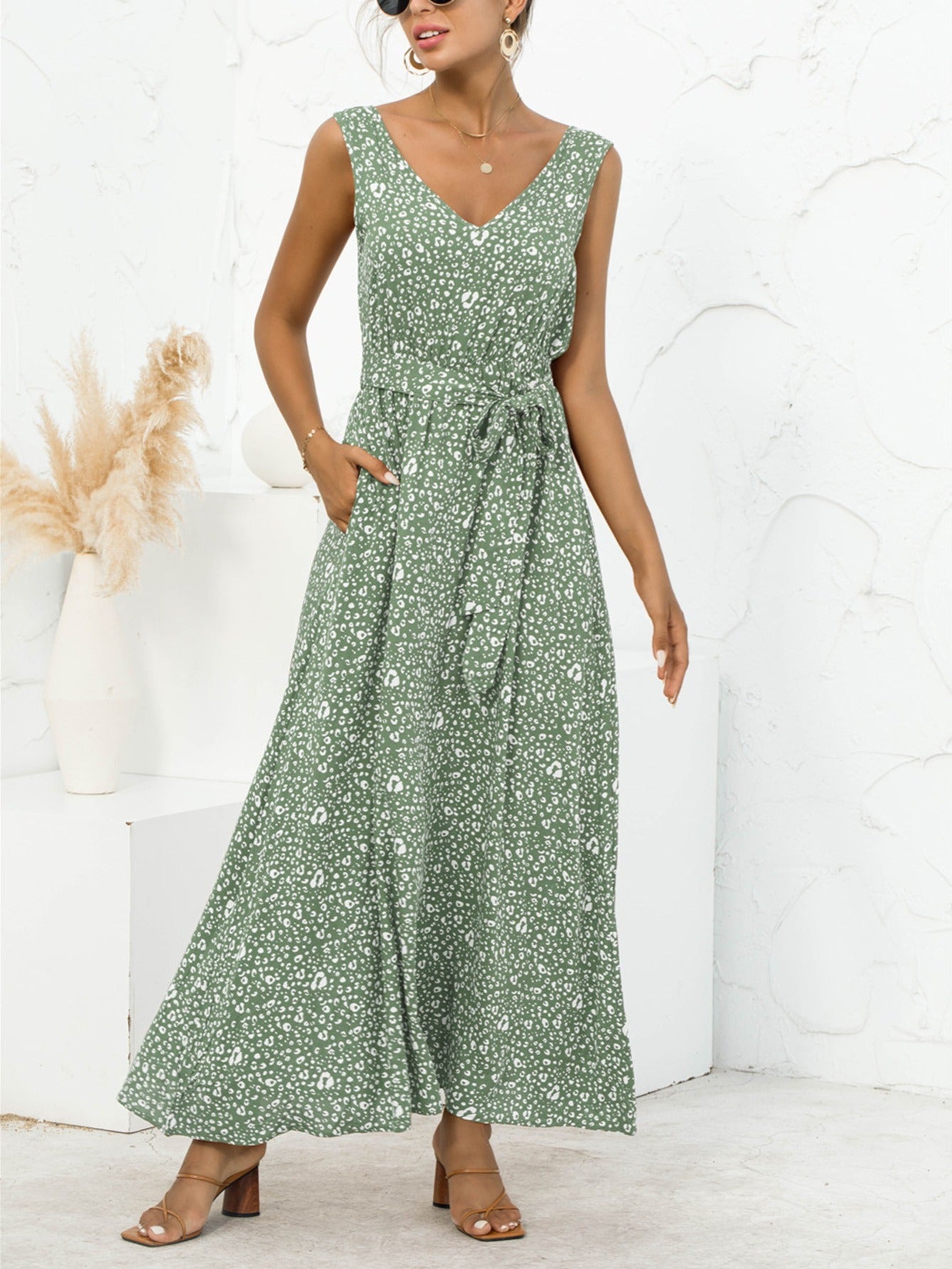 Women's Dresses V Neck Floral Print Maxi Dresses