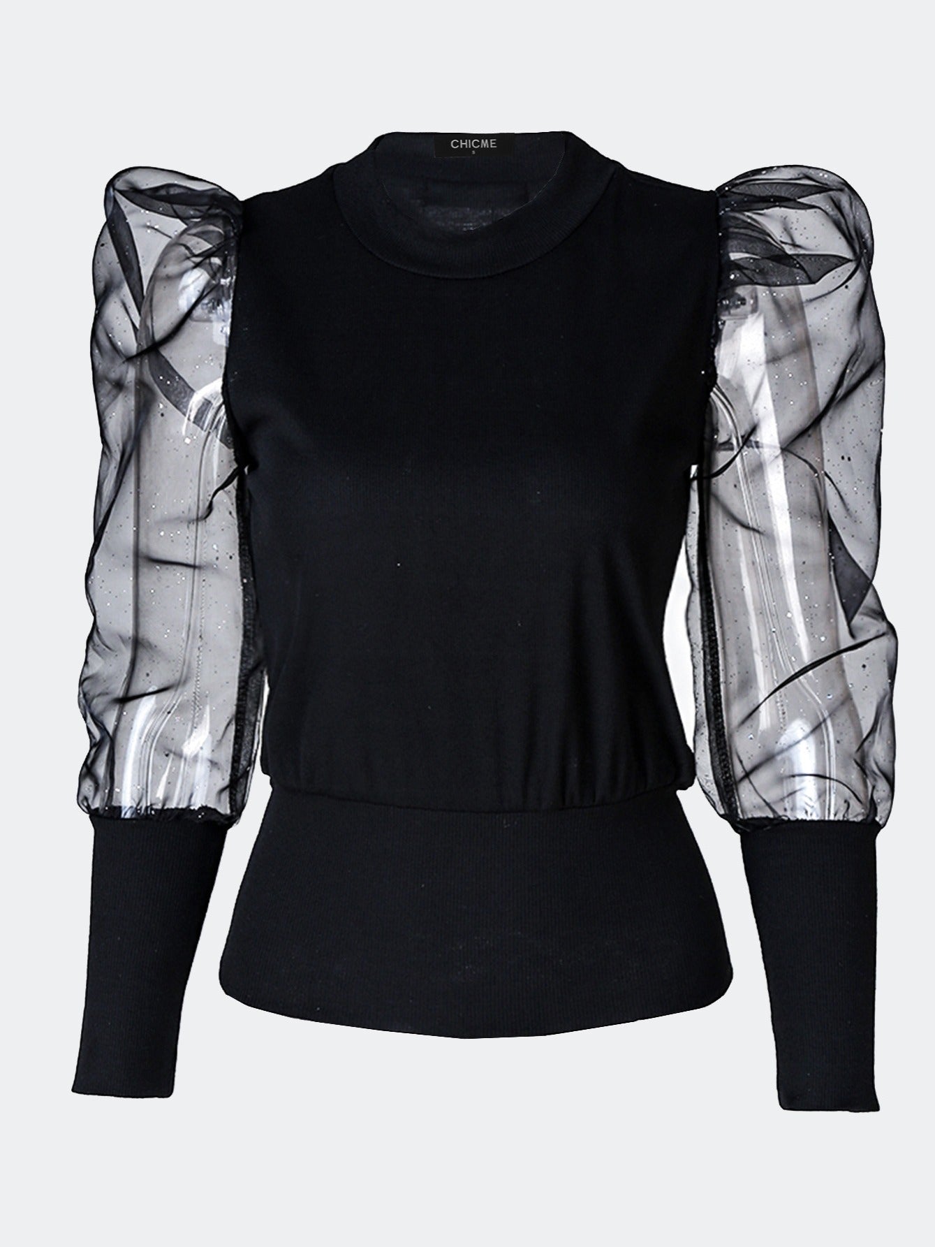 Sixsr Women's T-Shirt Puff Sleeve Solid Crew Neck T-Shirts