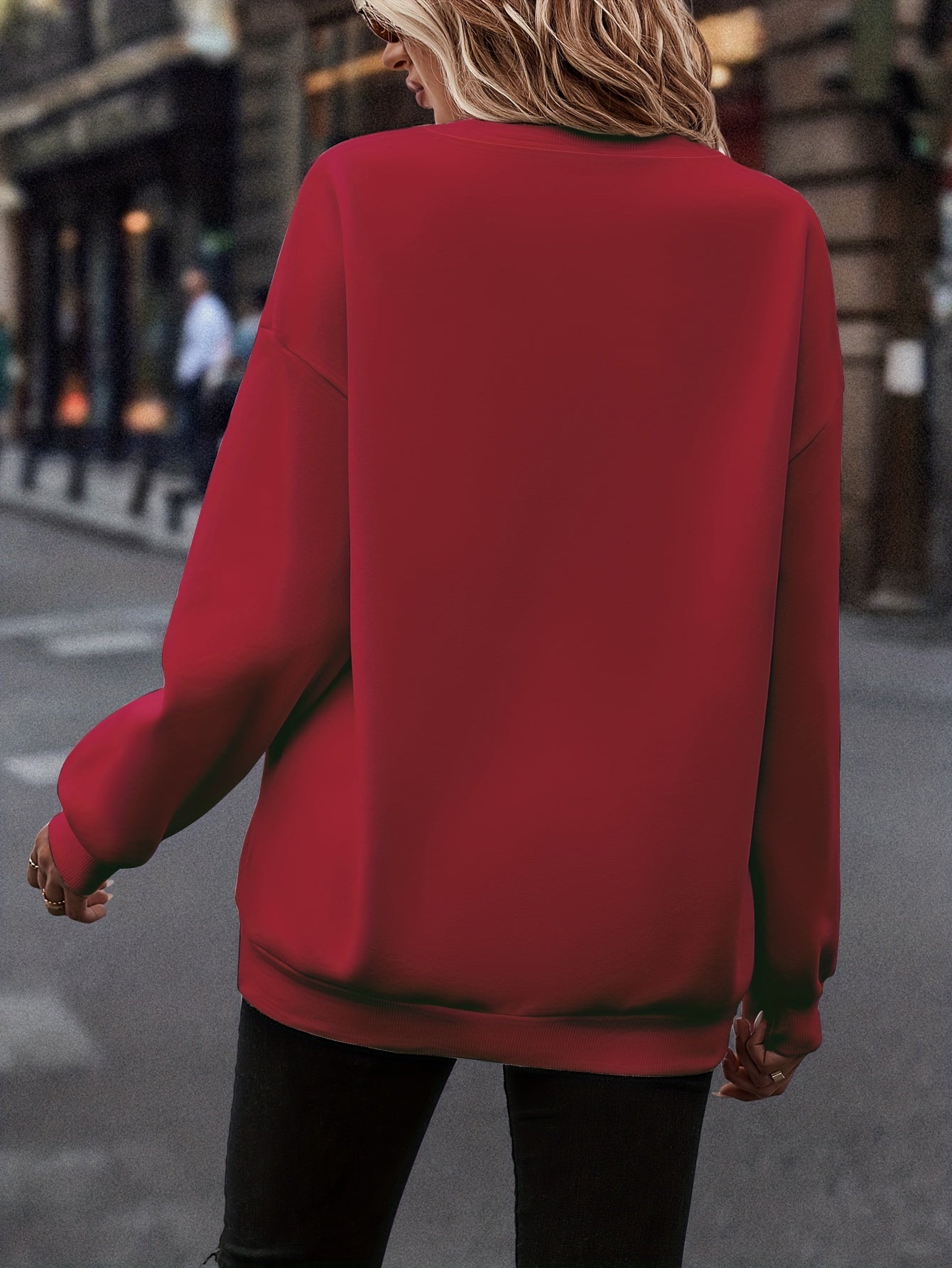 Sixsr Solid Pullover Sweatshirt, Casual Long Sleeve Crew Neck Sweatshirt For Fall & Winter, Women's Clothing