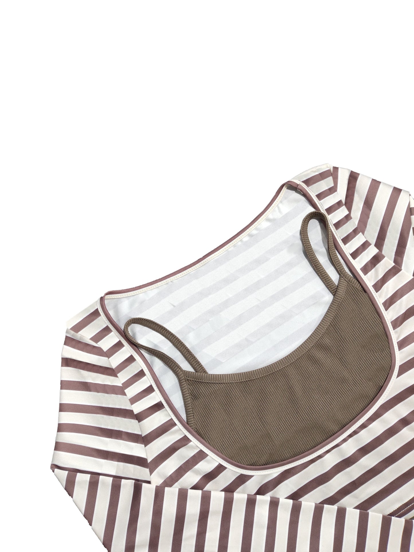 Sixsr Baddie Lightweight Two-piece Set,Striped Print Scoop Neck Tops & Solid Sleeveless Cami Top Outfits, Women's Clothing