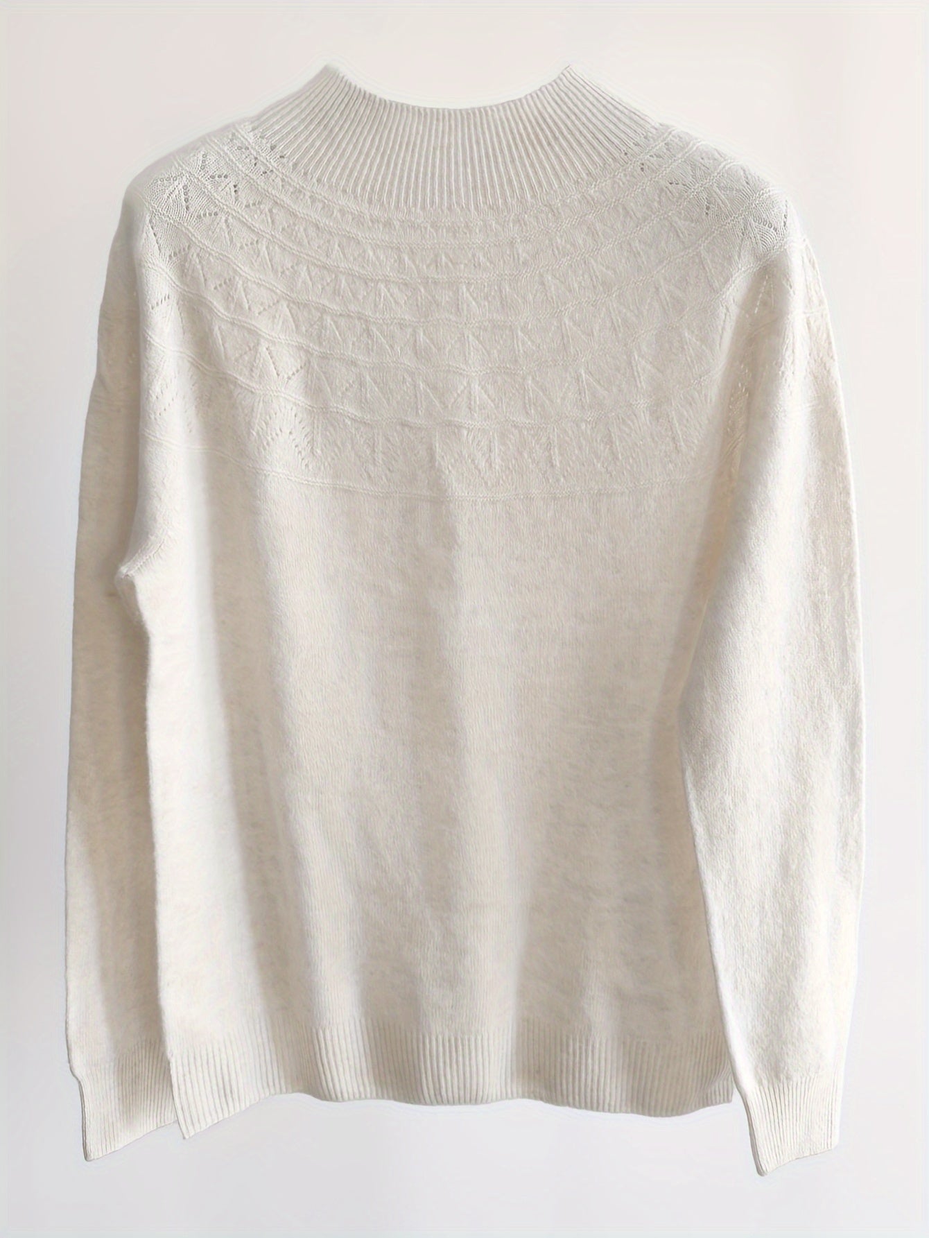 Sixsr Solid Color Mock Neck Sweater, Casual Long Sleeve Sweater For Fall & Winter, Women's Clothing