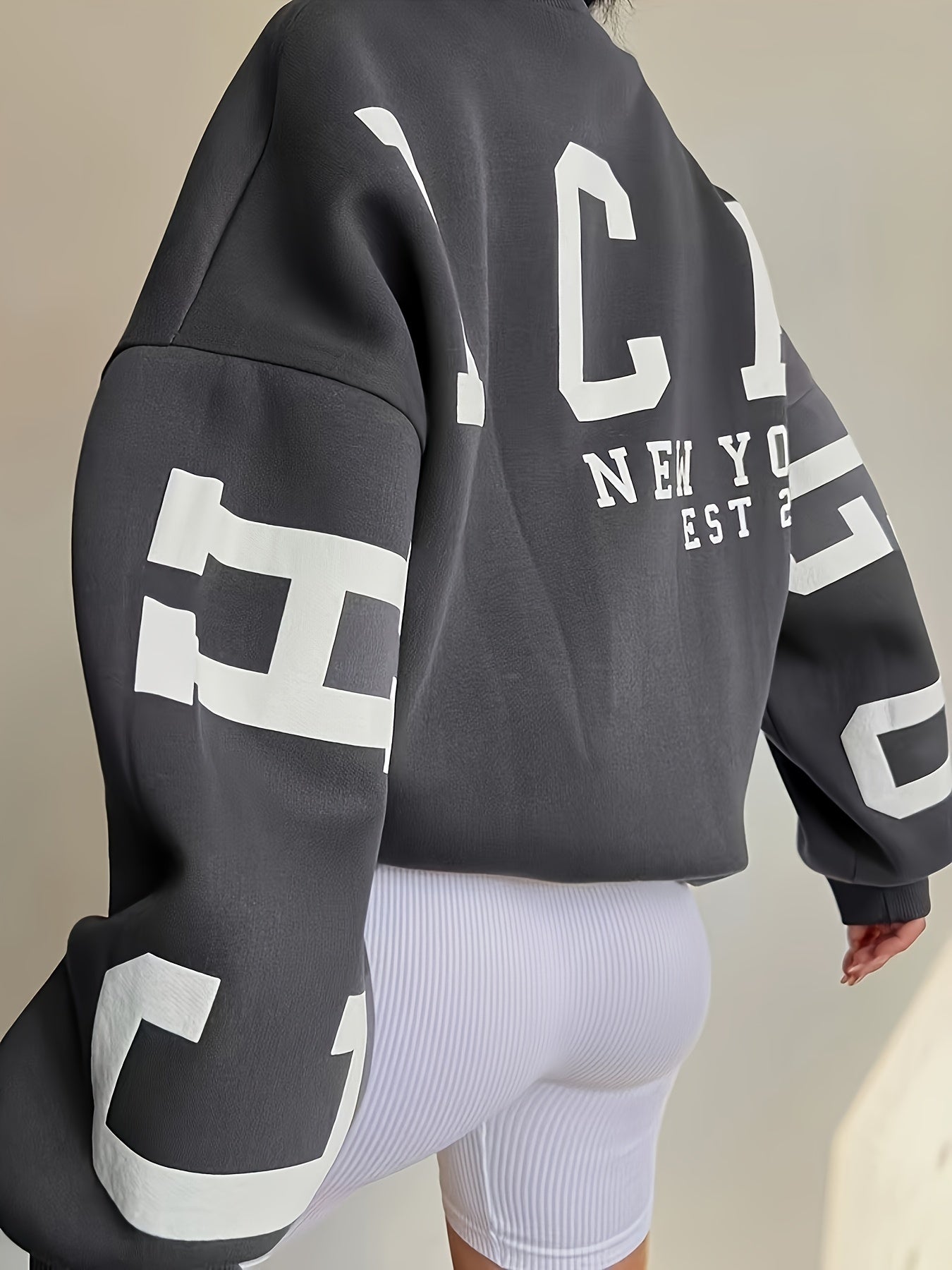 Sixsr Girls' Casual Letter Print Crew Neck Sweatshirt Loose Fit Kids Long Sleeve Pullover For Streetwear