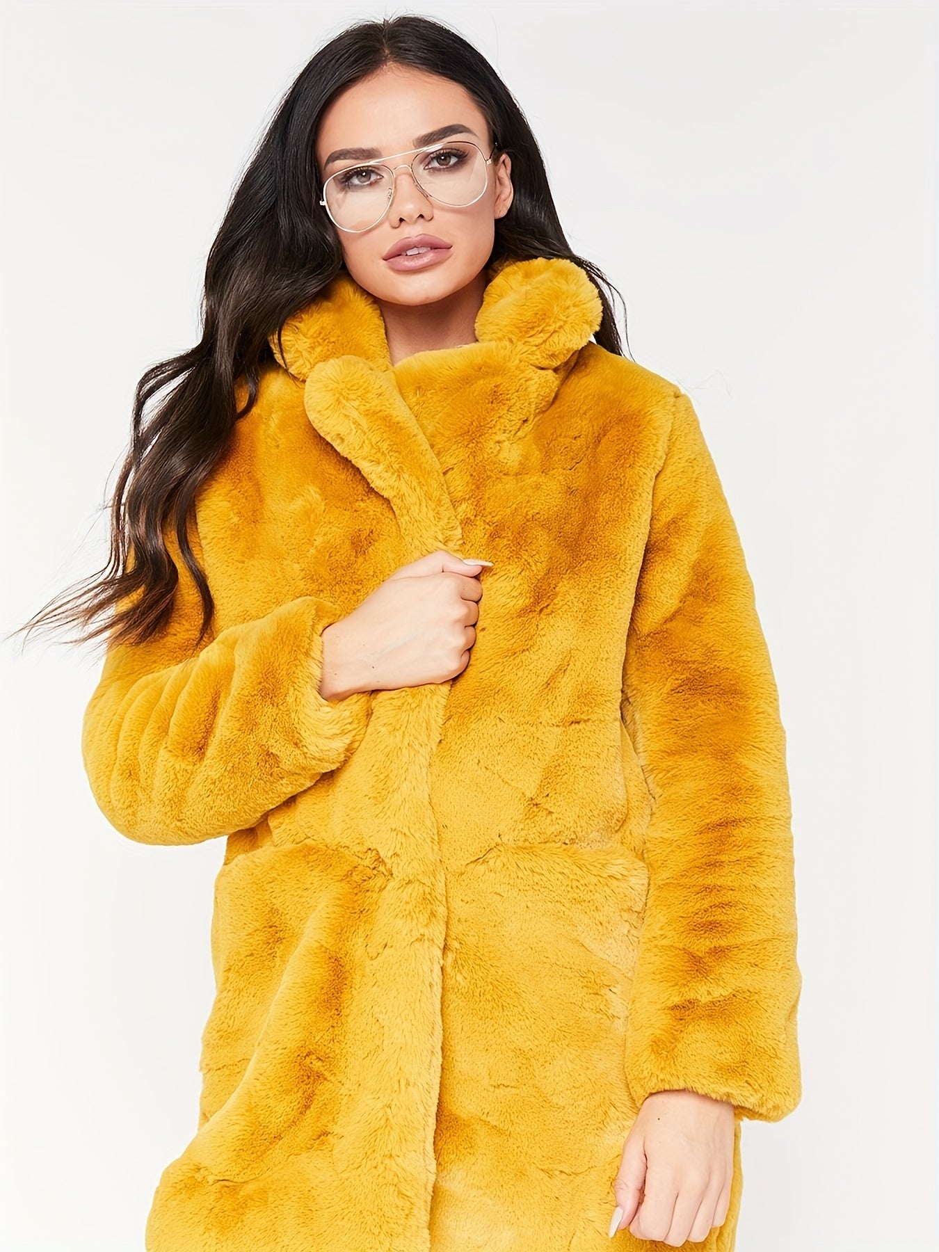 Sixsr Winter Warm Plush Loose Coat, Casual Long Sleeve Fashion Teddy Outerwear, Women's Clothing
