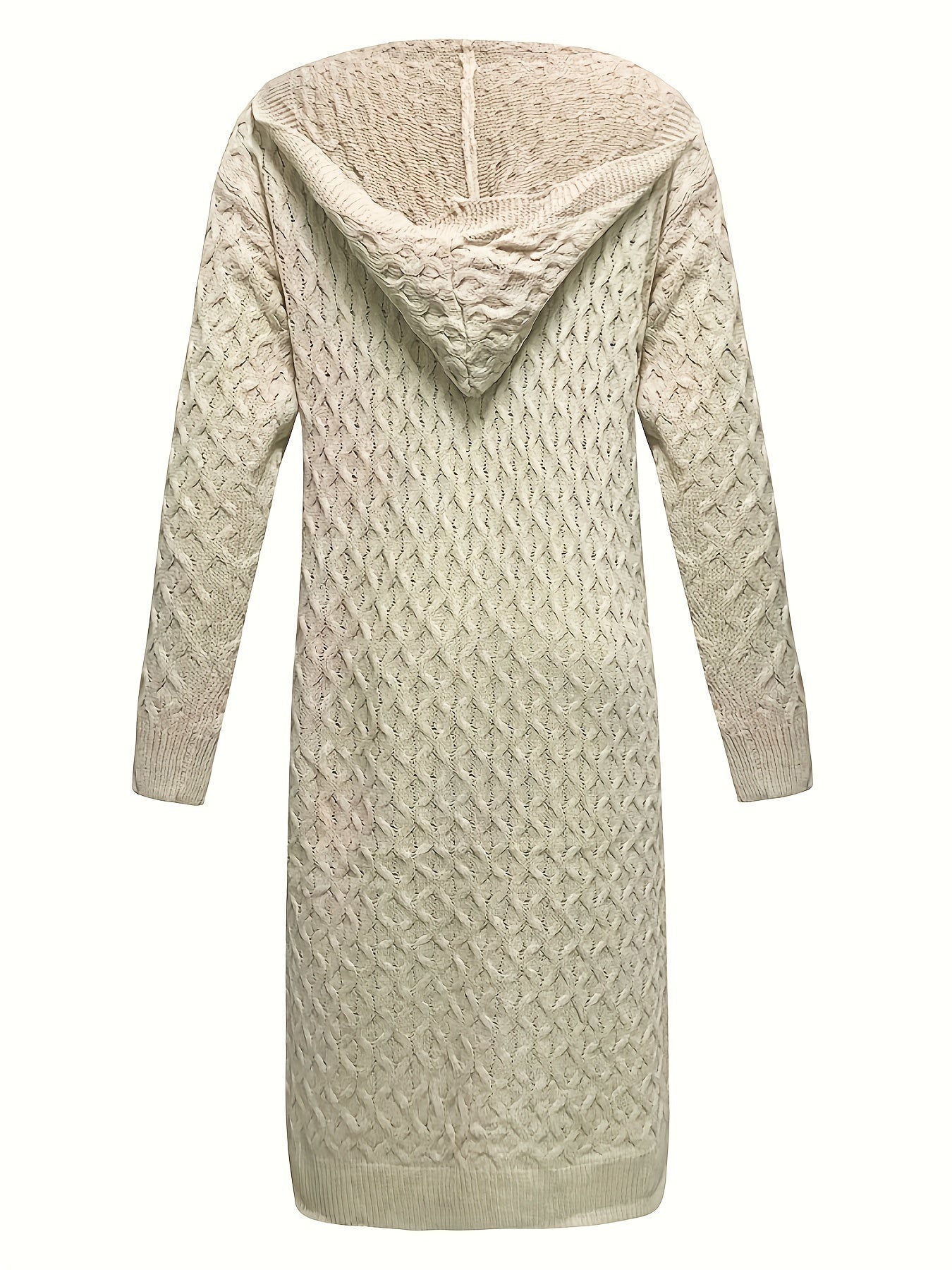 Sixsr Solid Open Front Hooded Cardigan, Casual Long Sleeve Long Length Sweater For Fall & Winter, Women's Clothing