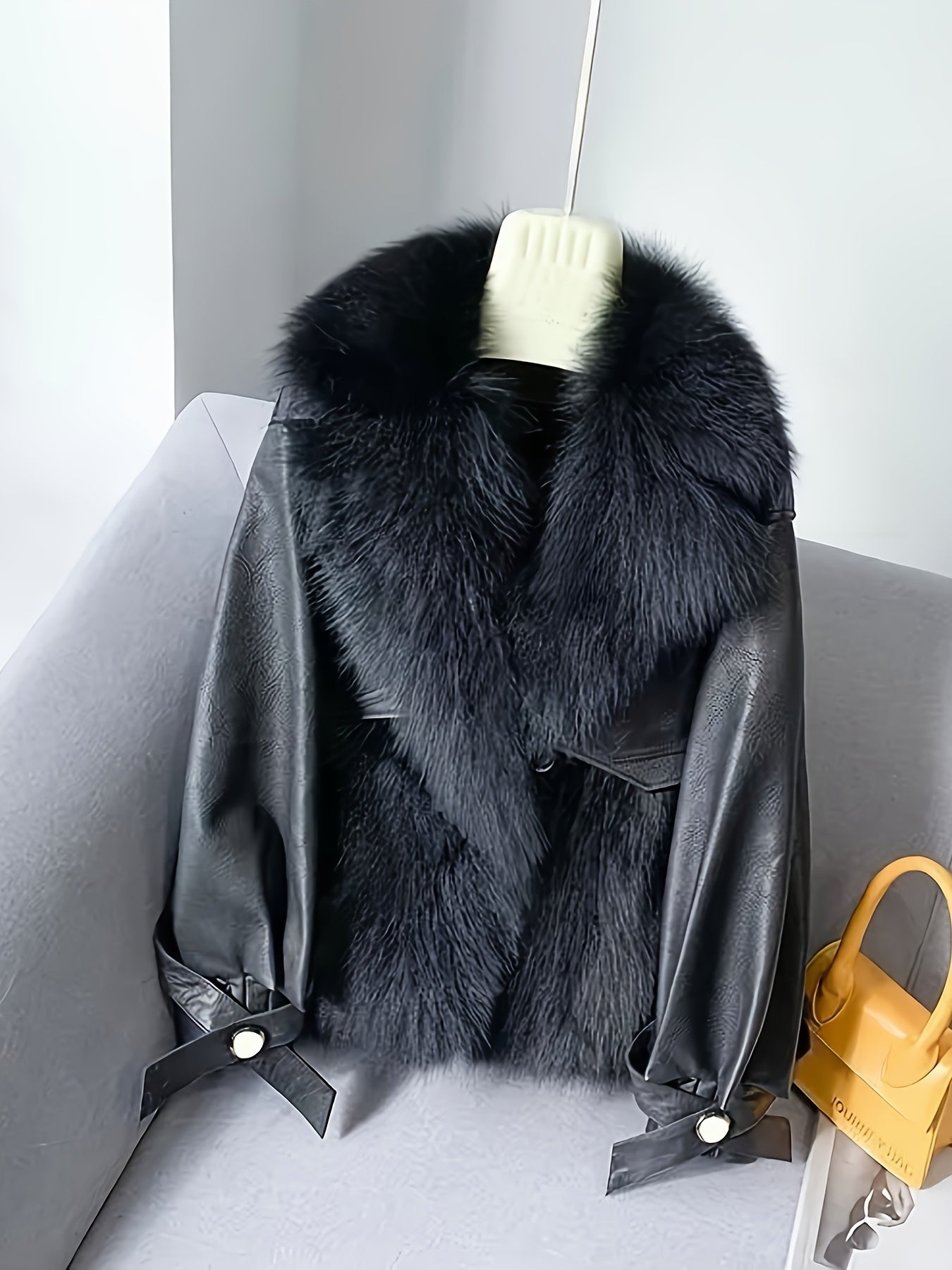 Sixsr Fluffy Trim Solid Warm Coat, Casual Open Front Long Sleeve Winter Outerwear, Women's Clothing