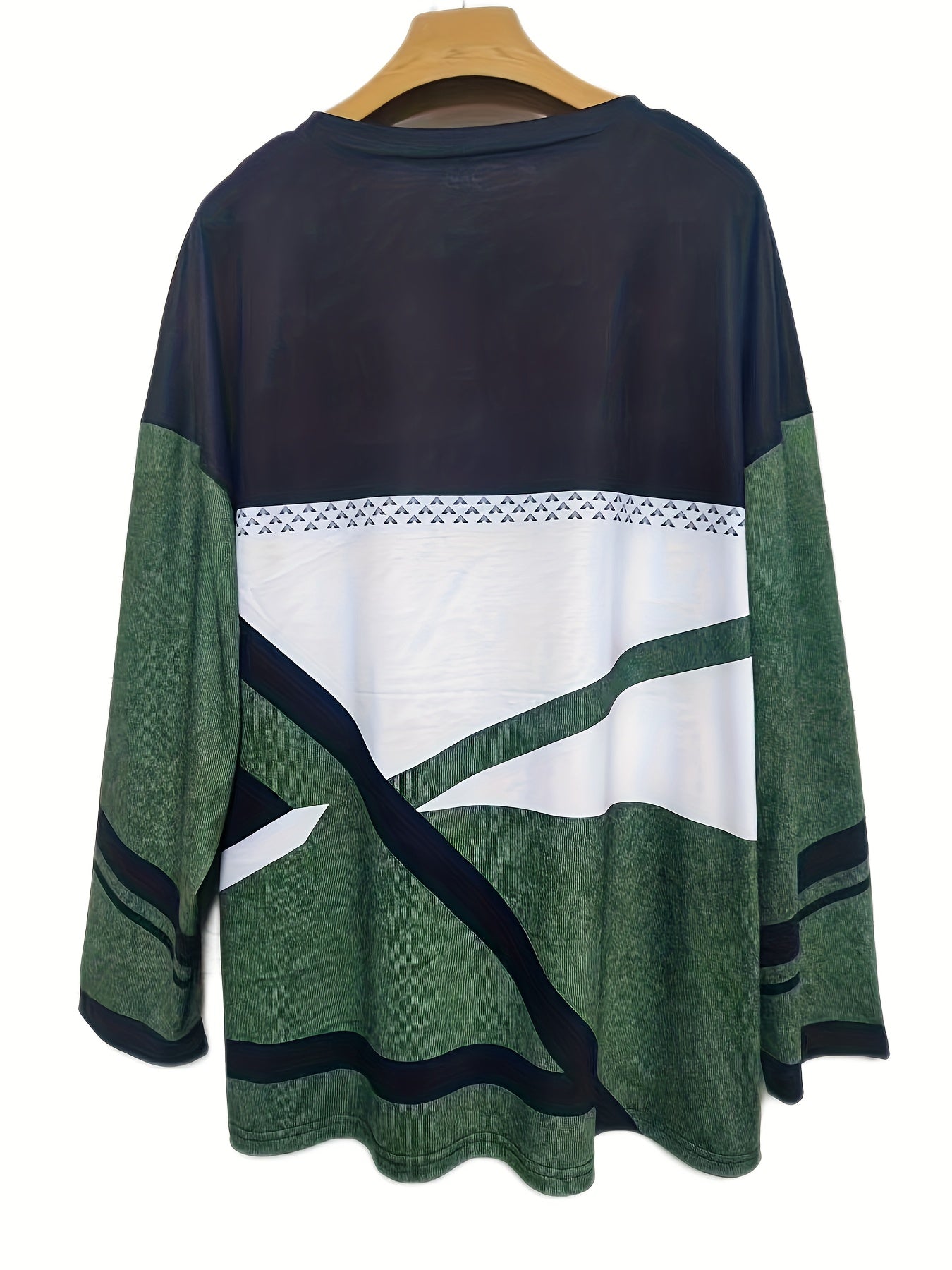 Sixsr Plus Size Casual Top, Women's Plus Colorblock Long Sleeve Round Neck Slight Stretch Top