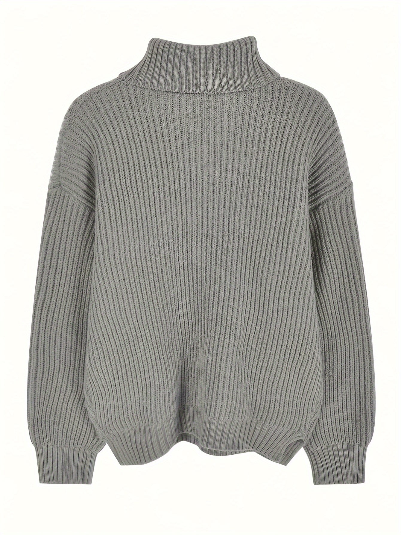 Sixsr Solid Color Turtle Neck Sweater, Casual Long Sleeve Sweater For Fall & Winter, Women's Clothing