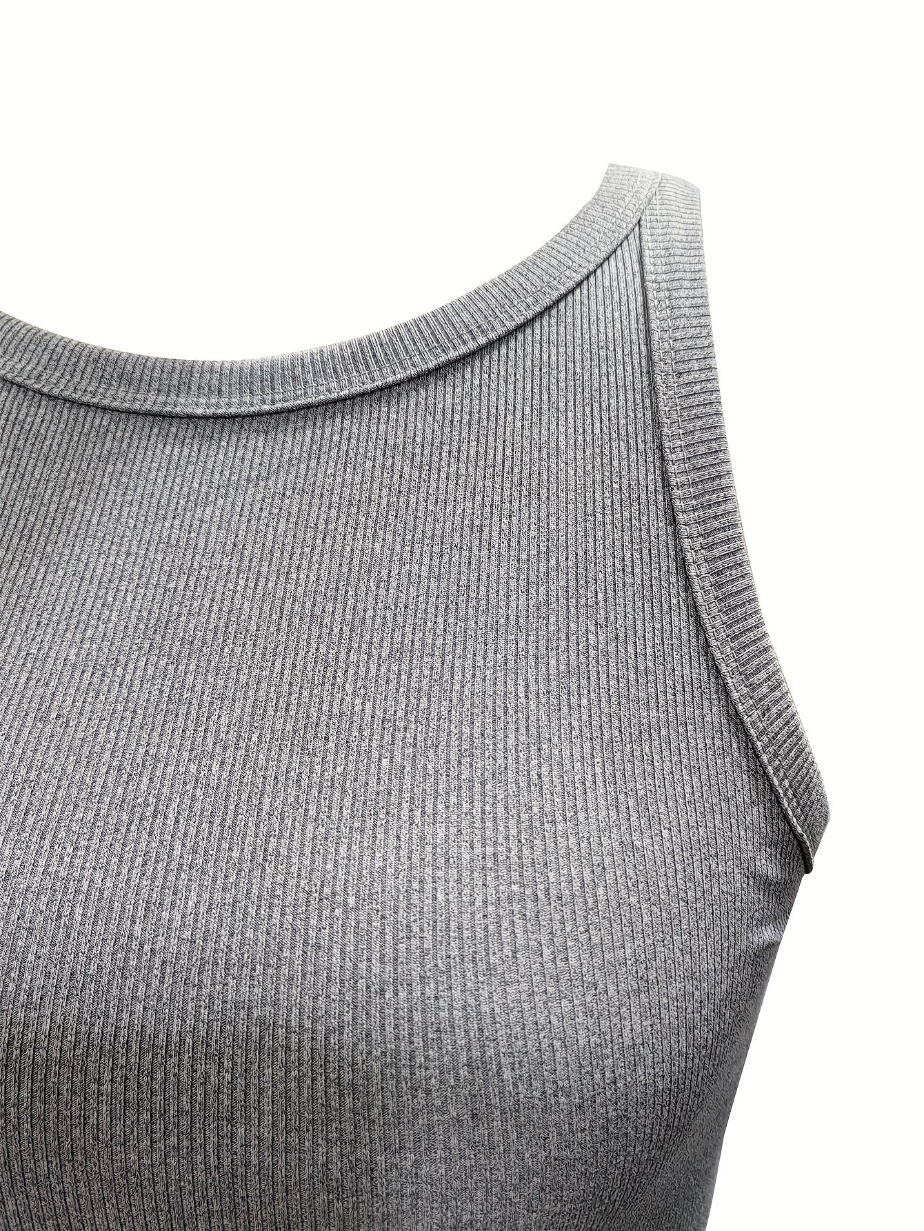 Sixsr Solid Slim Tank Knit Dress, Casual Sleeveless Crew Neck Dress, Women's Clothing
