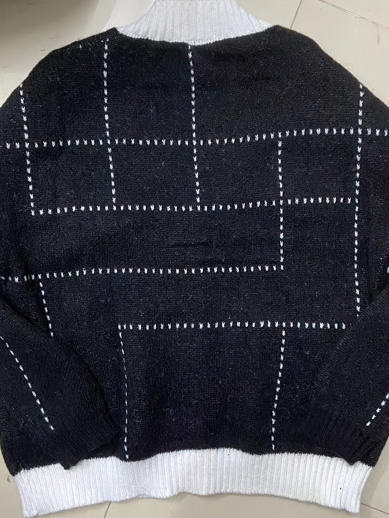 Sixsr Contrast Trim Single Breasted Cardigan, Versatile Long Sleeve V-neck Cardigan For Fall & Winter, Women's Clothing