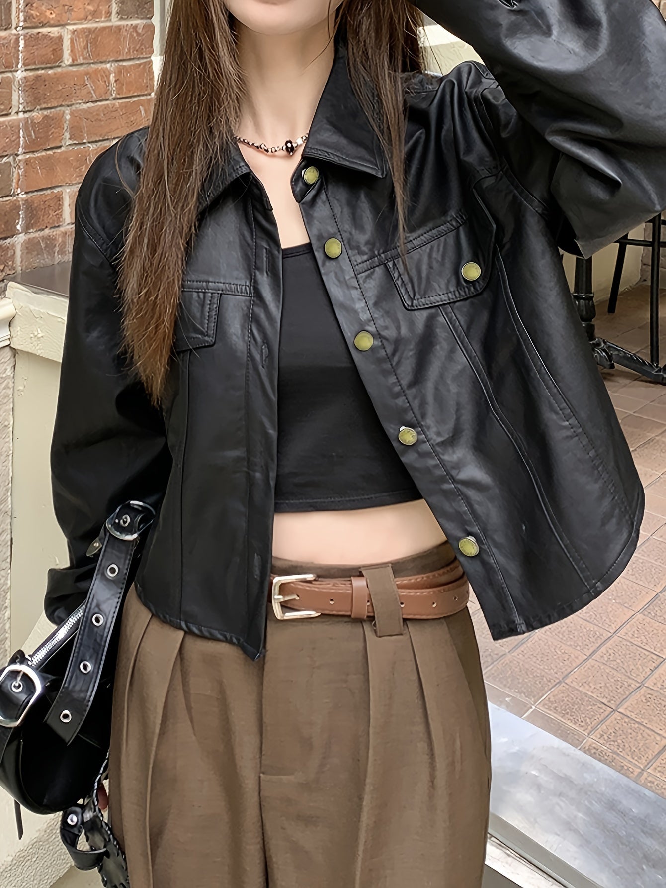Sixsr Solid Button Front Jacket, Casual Long Sleeve Jacket For Fall & Winter, Women's Clothing