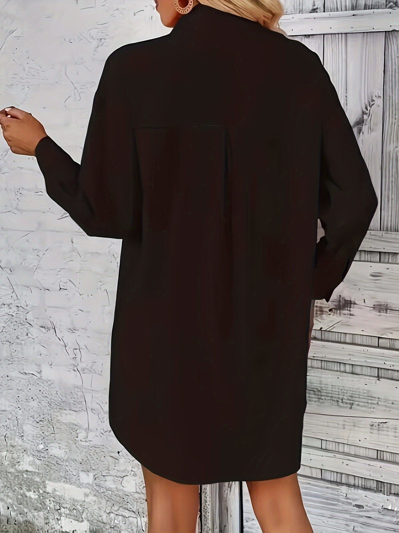 Sixsr Button Front Shirt Dress, Casual Solid Long Sleeve Dress, Women's Clothing