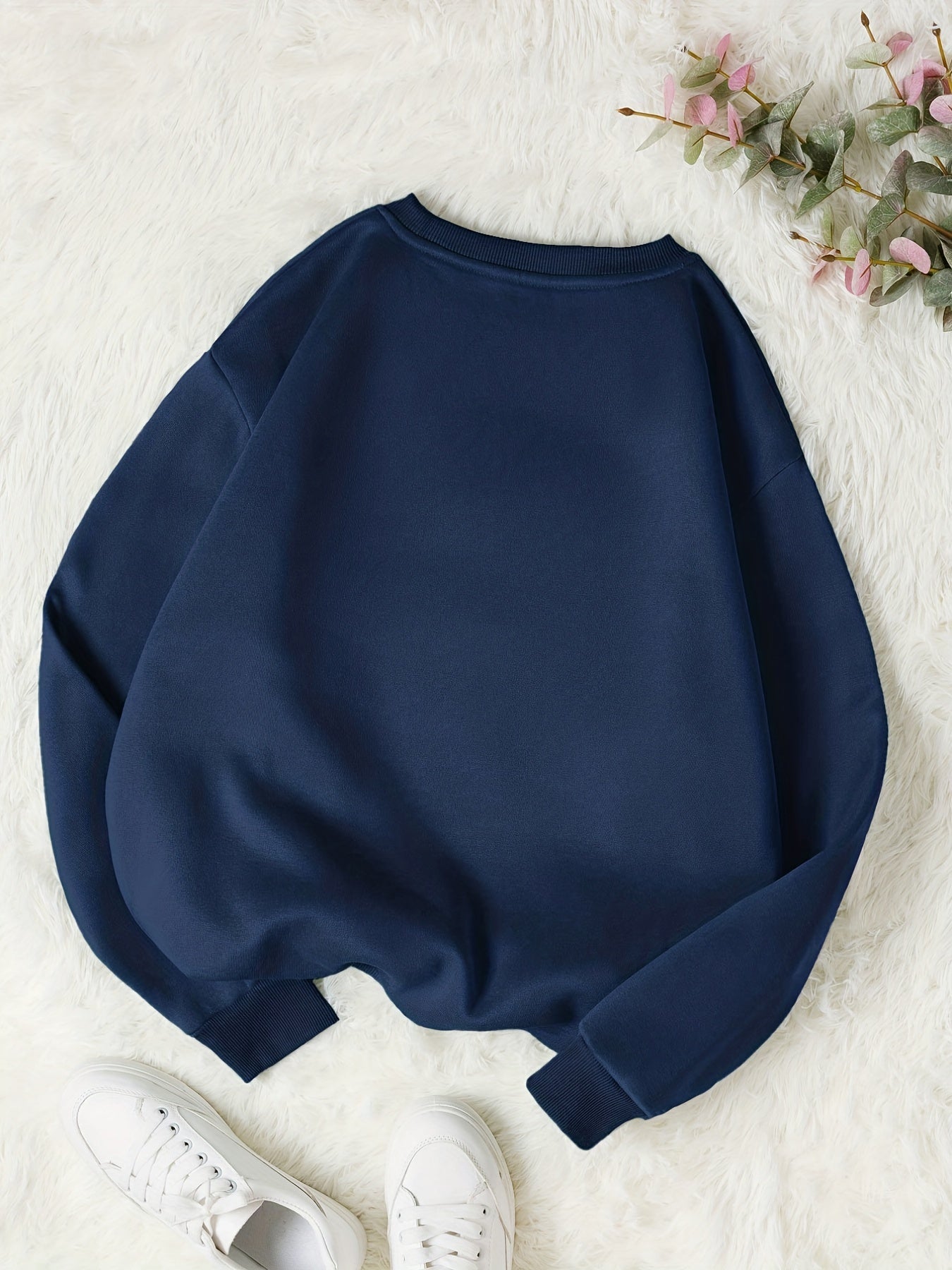 Sixsr Pray Letter Print Thermal Sweatshirt, Long Sleeve Crew Neck Casual Sweatshirt For Spring & Fall, Women's Clothing
