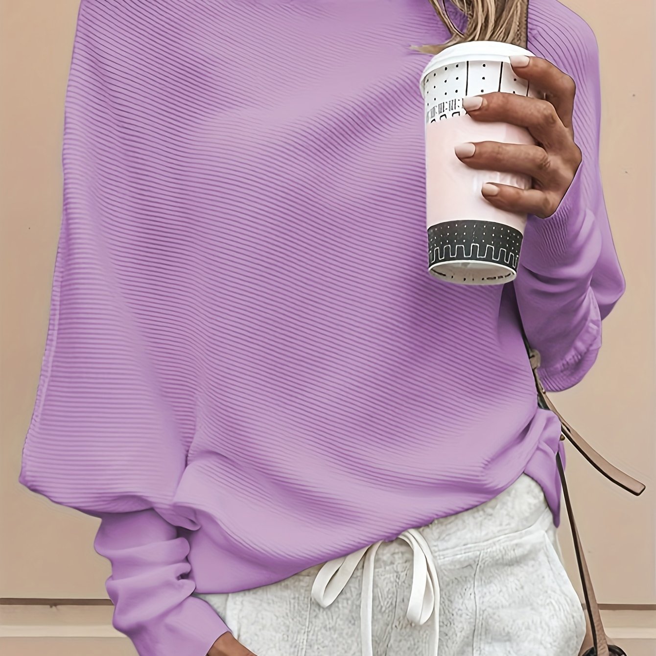 Sixsr Solid Off Shoulder Pullover Sweater, Casual Long Batwing Sleeve Sweater For Spring & Fall, Women's Clothing