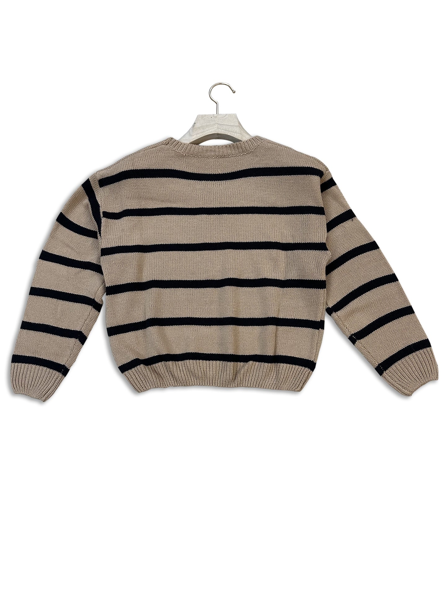 Sixsr Striped Drop Shoulder Sweater, Casual Long Sleeve Sweater For Fall & Winter, Women's Clothing