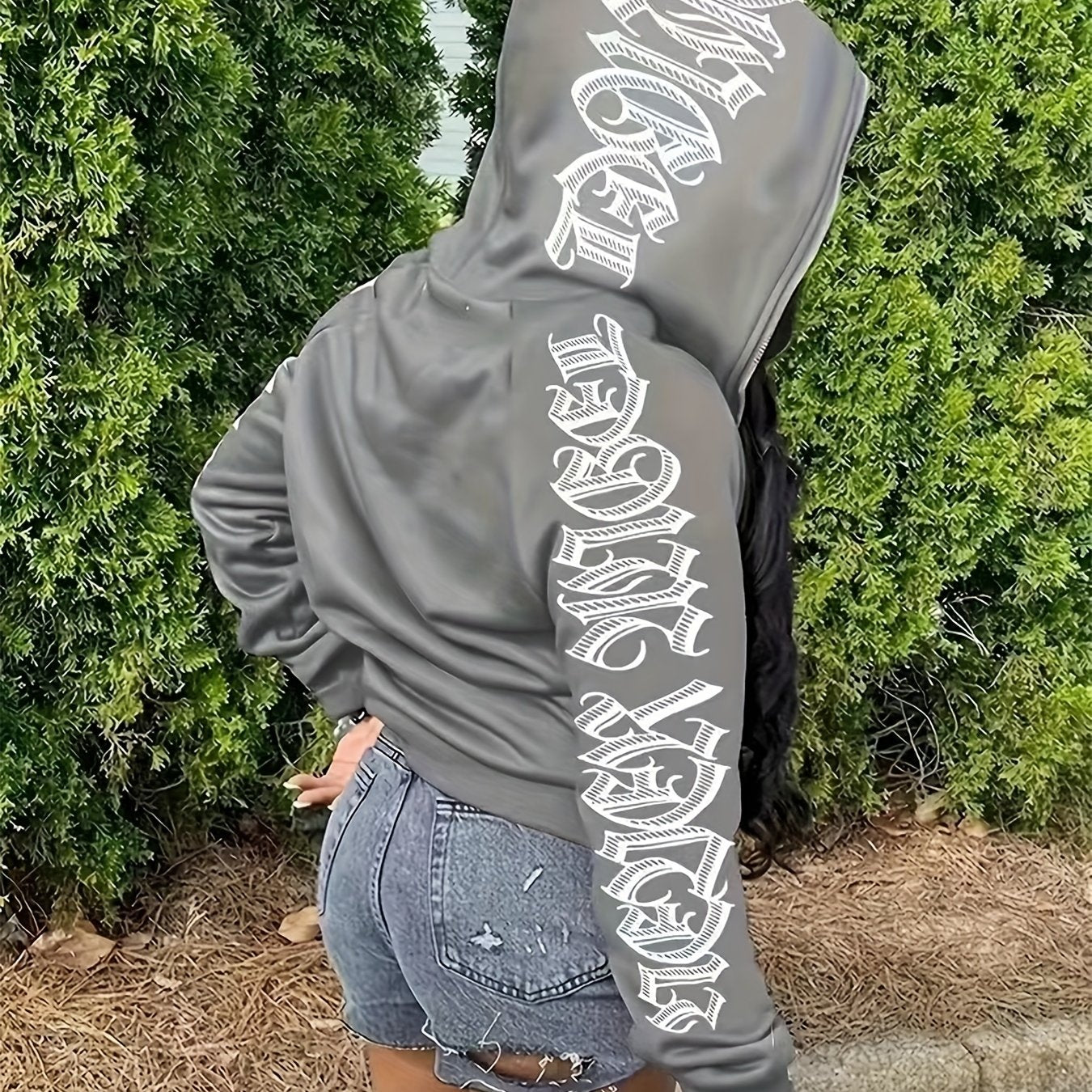 Sixsr Full Zip Up Hooded Sweatshirts, Long Sleeve Top Solid Color Jacket, Graphic Sweatshirt Hoodies Women's Sweatshirts