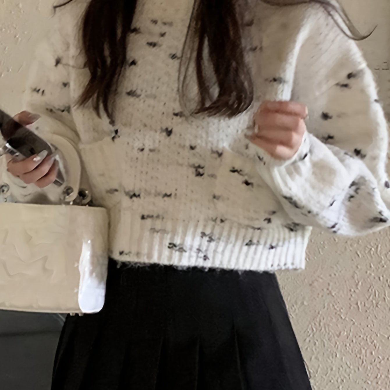 Sixsr Allover Print Mock Neck Sweater, Casual Long Sleeve Sweater For Fall & Winter, Women's Clothing