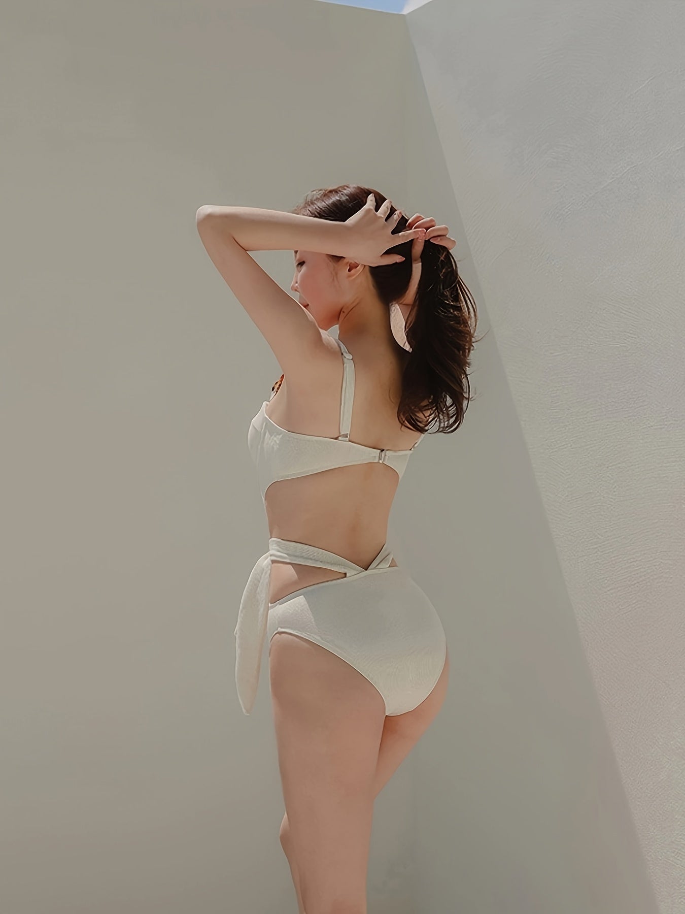 Sixsr  Solid Color One-piece Swimsuit, Cut Out Strap High Cut Bathing Suits, Women's Swimwear & Clothing