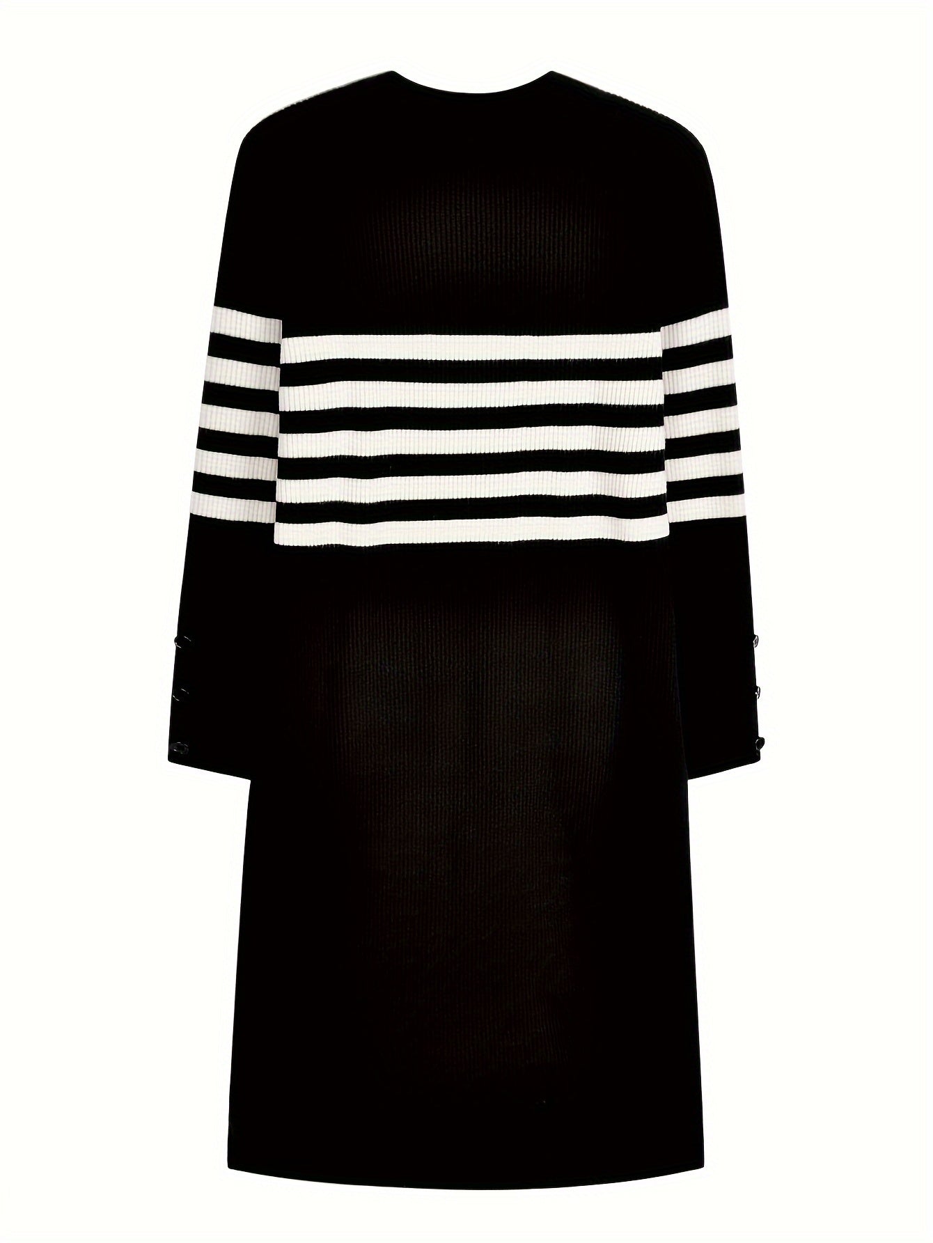 Sixsr Striped Pattern Split Hem Dress, Casual Long Sleeve Dress For Spring & Fall, Women's Clothing