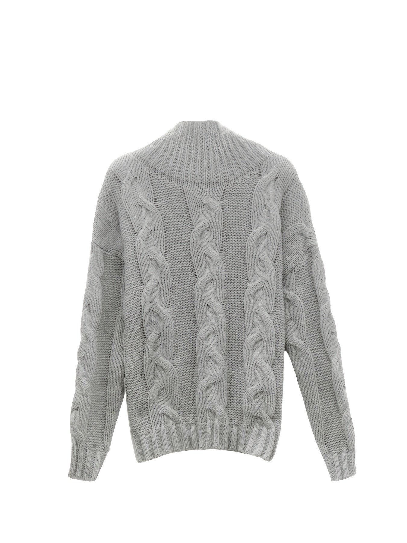 Sixsr Twist Pattern Turtle Neck Pullover Sweater, Casual Long Sleeve Sweater For Fall & Winter, Women's Clothing