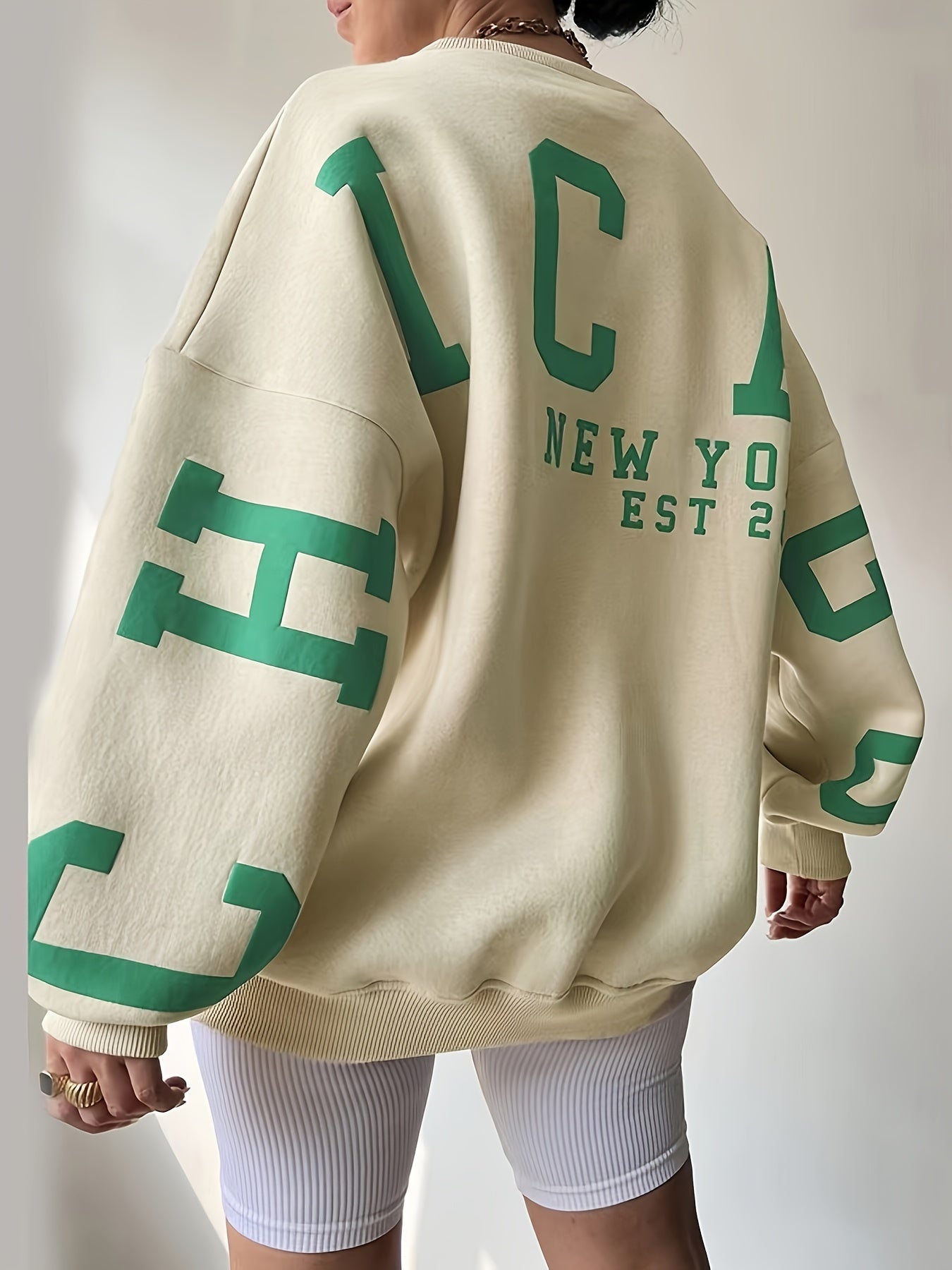 Sixsr Girls' Casual Letter Print Crew Neck Sweatshirt Loose Fit Kids Long Sleeve Pullover For Streetwear