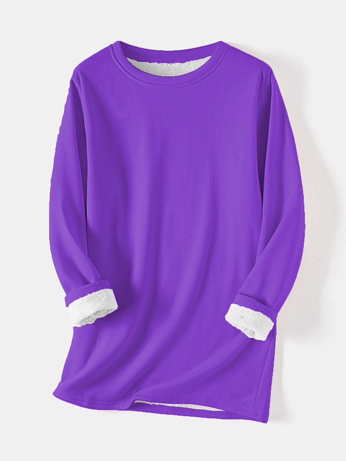 Sixsr Women's Pullover Winter Warm Plush Lining Long Sleeve Sweatshirt, Slim Fit Warm Top, Women's Clothing