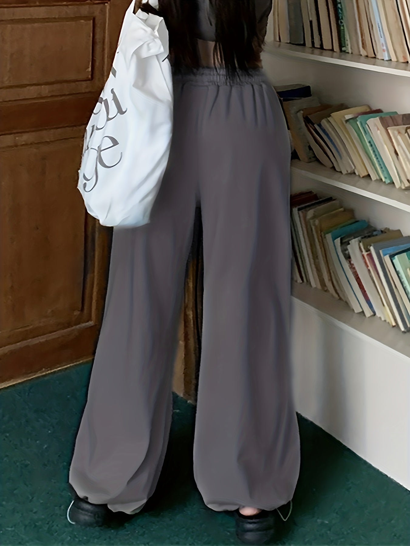 Sixsr Solid Color Wide Leg Cargo Pants, Y2K Pants For Spring & Summer, Women's Clothing