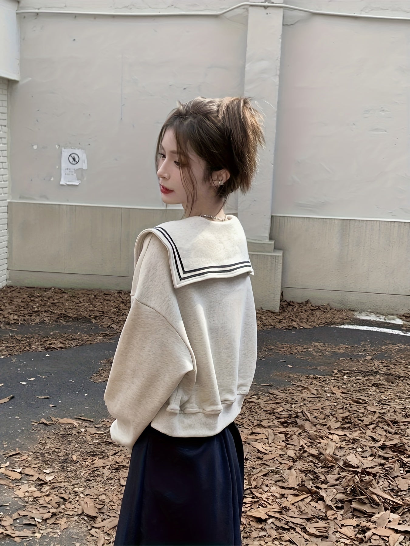 Sixsr Zip Up Turndown Collar Knit Cardigan, Casual Long Sleeve Loose Stylish Sweater, Women's Clothing