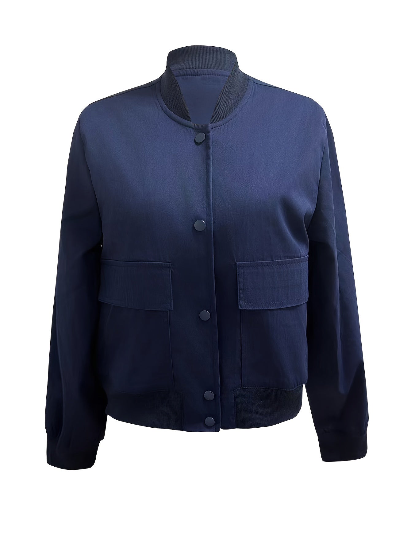 Sixsr Solid Button Front Jacket, Casual Long Sleeve Crop Outwear, Women's Clothing