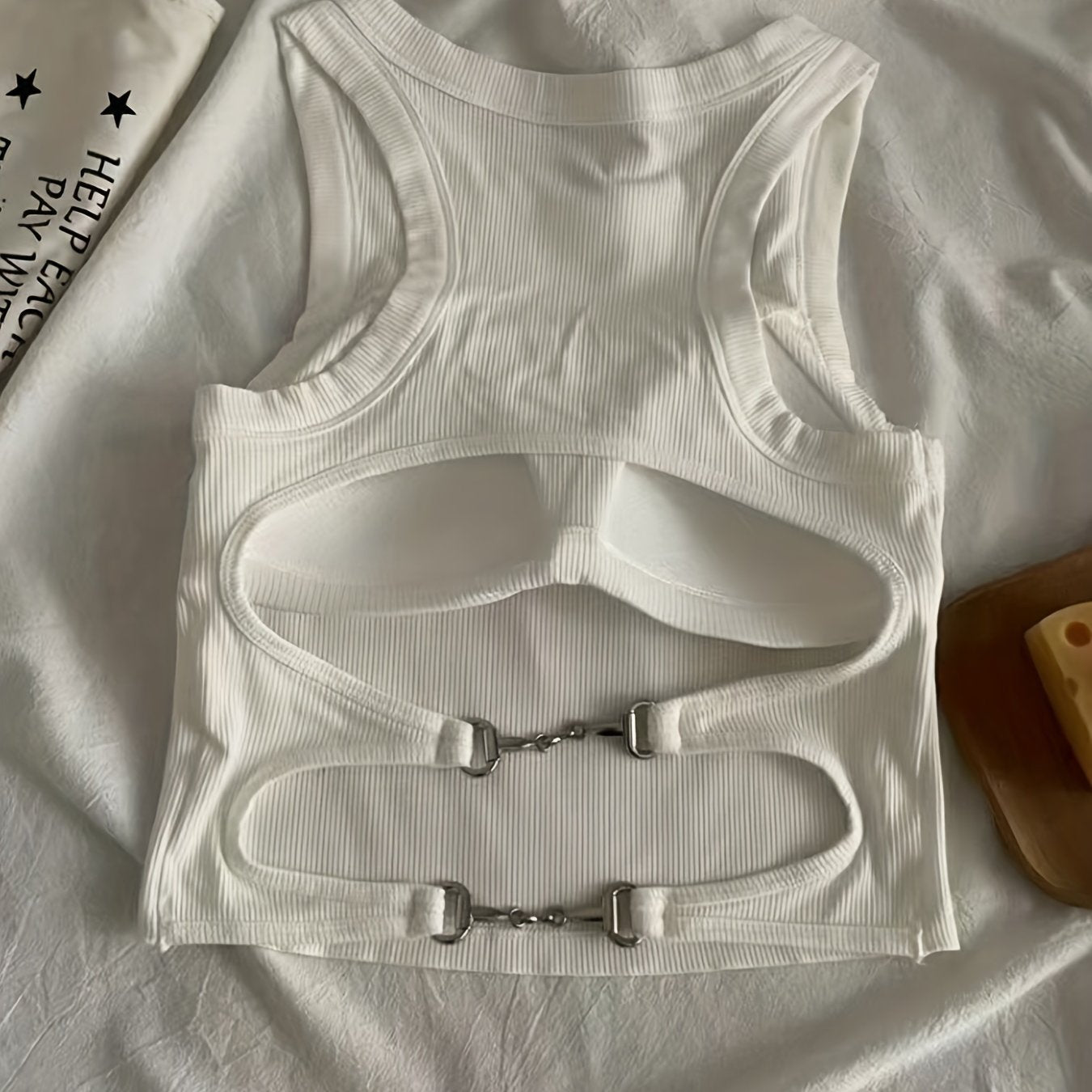 Sixsr Girls Ribbed Tank Top, Hot Backless Design Padded Sleeveless Top, Summer Clothes For 13-18 Y