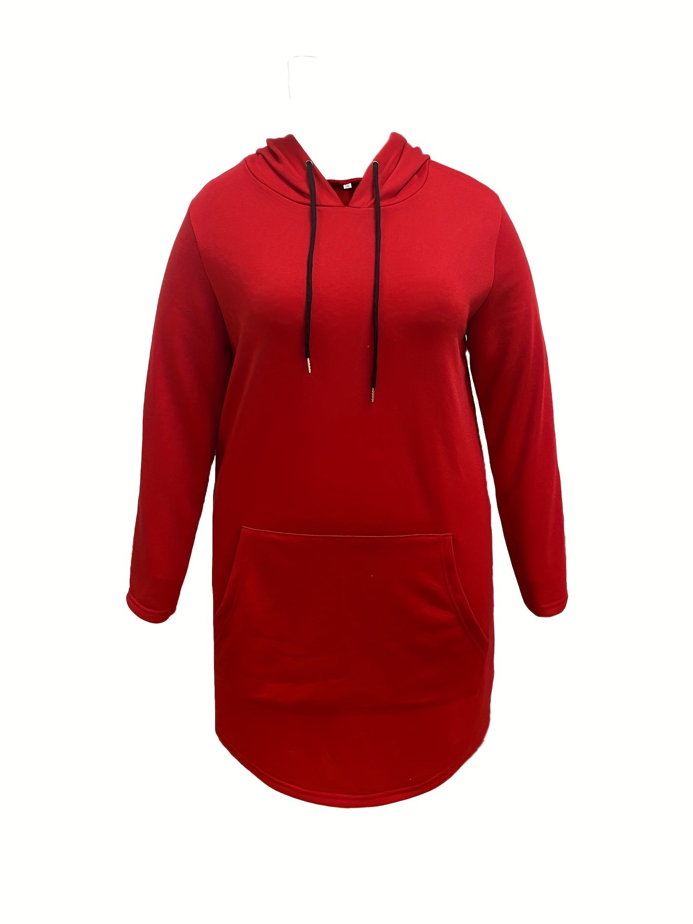 Sixsr Plus Size Casual Sweatshirt, Women's Plus Solid Long Sleeve Slight Stretch Drawstring Hoodie